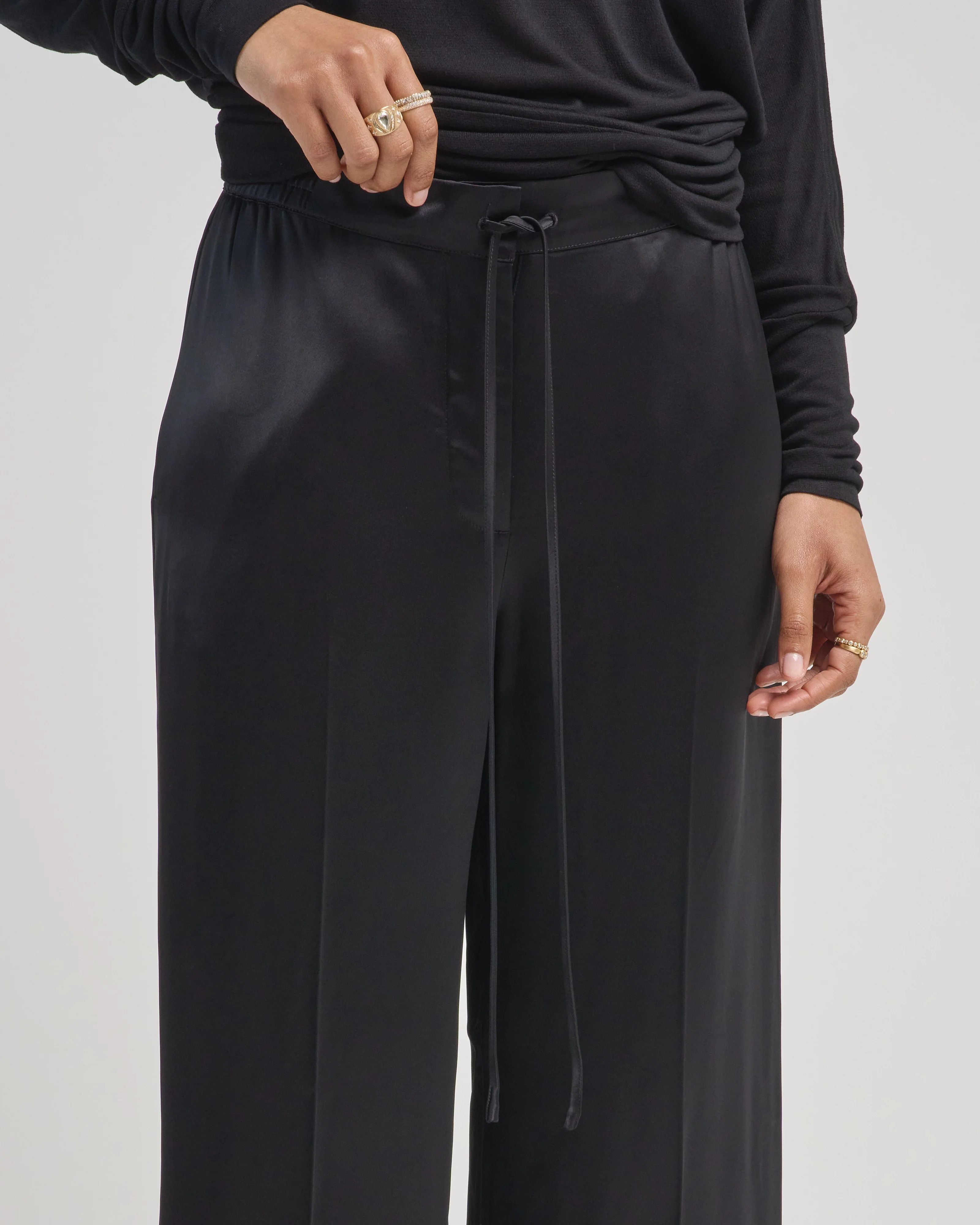 satin drawstring trousers - Image 4