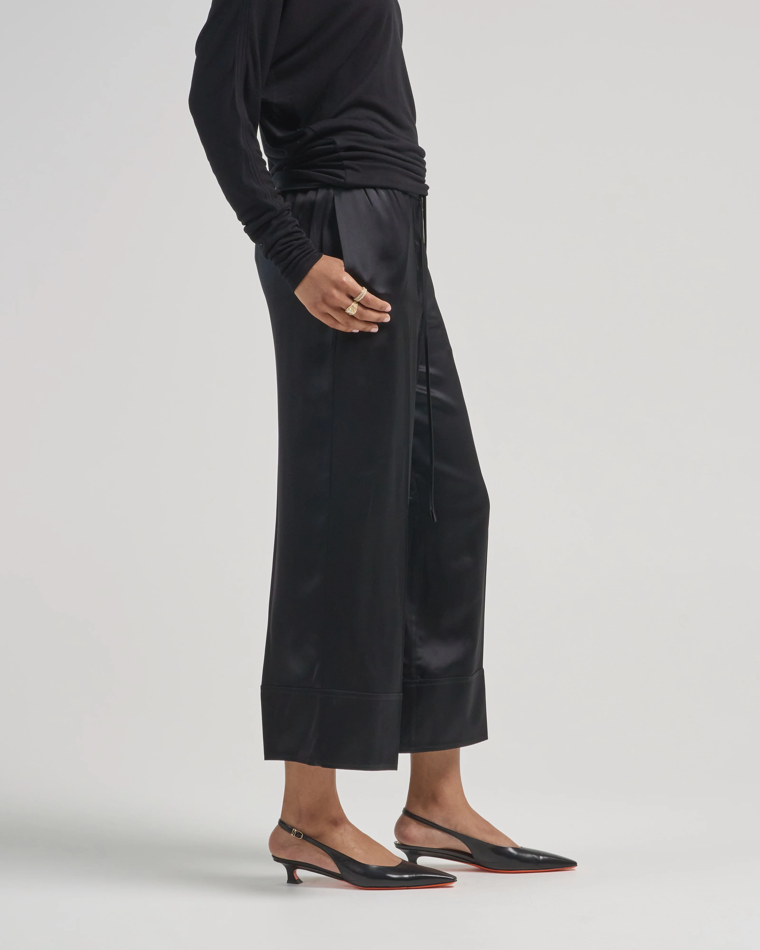 satin drawstring trousers - Image 5