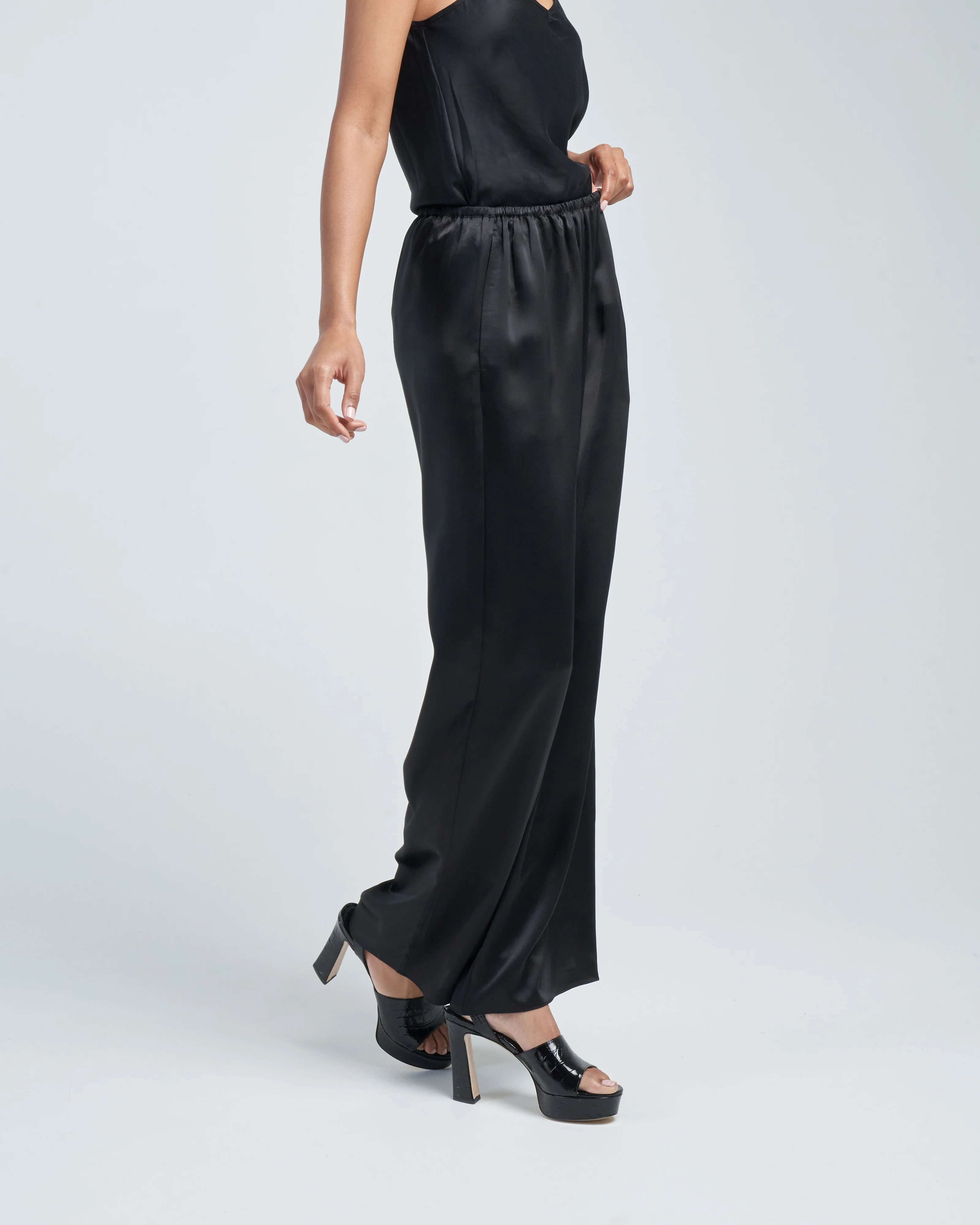 silk pj bottoms - black - Image 3