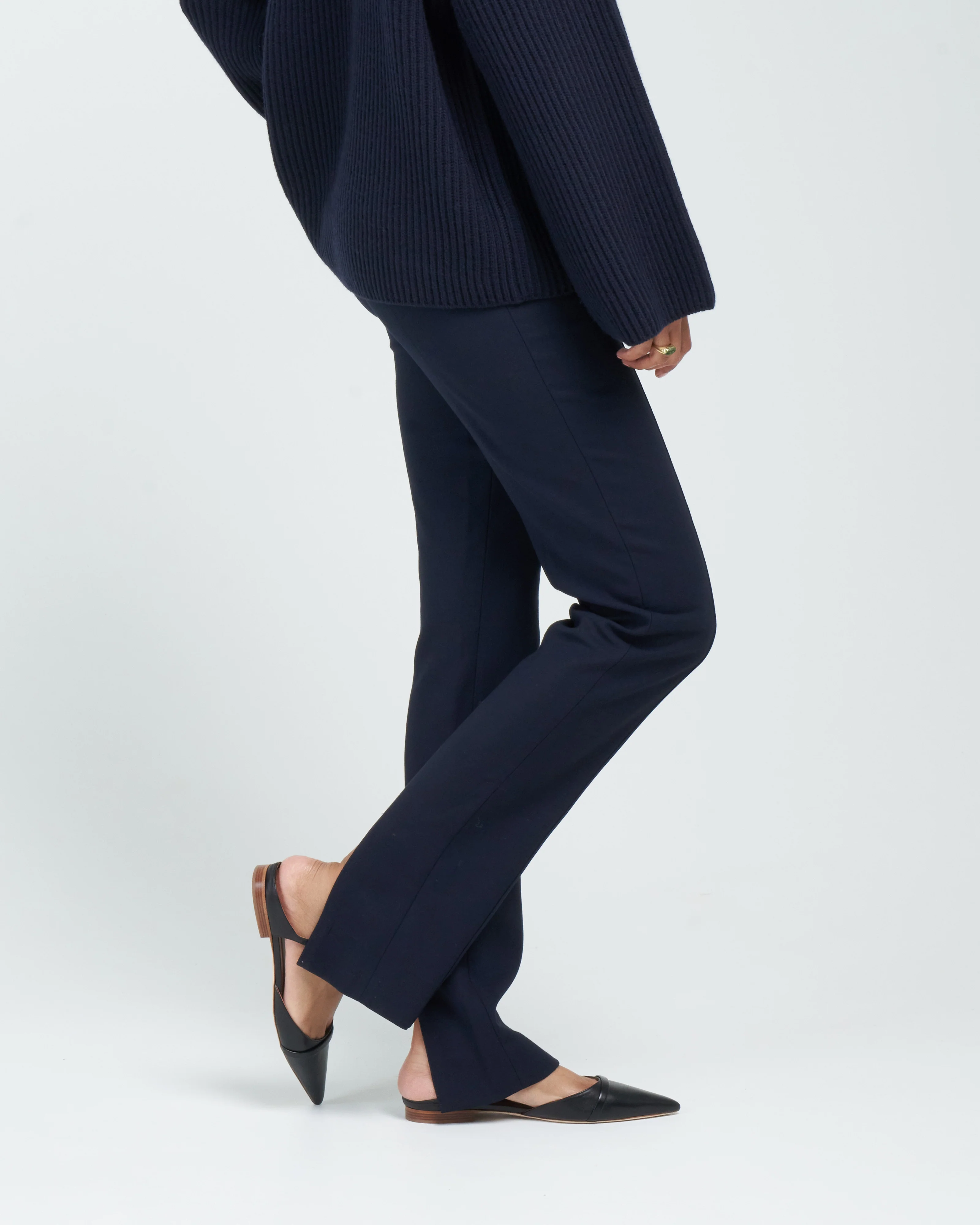 slim crepe suit trousers - navy - Image 3