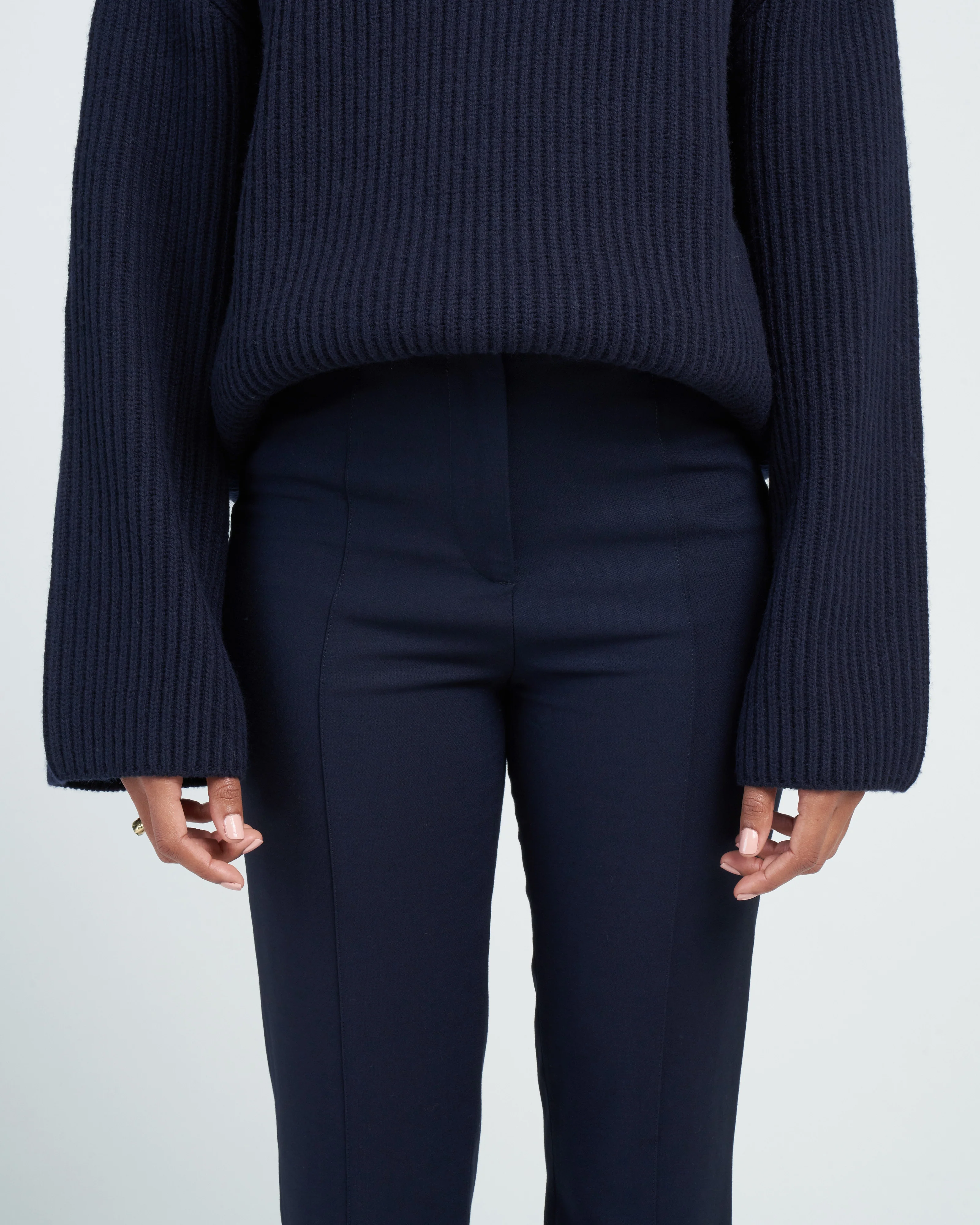 slim crepe suit trousers - navy - Image 5