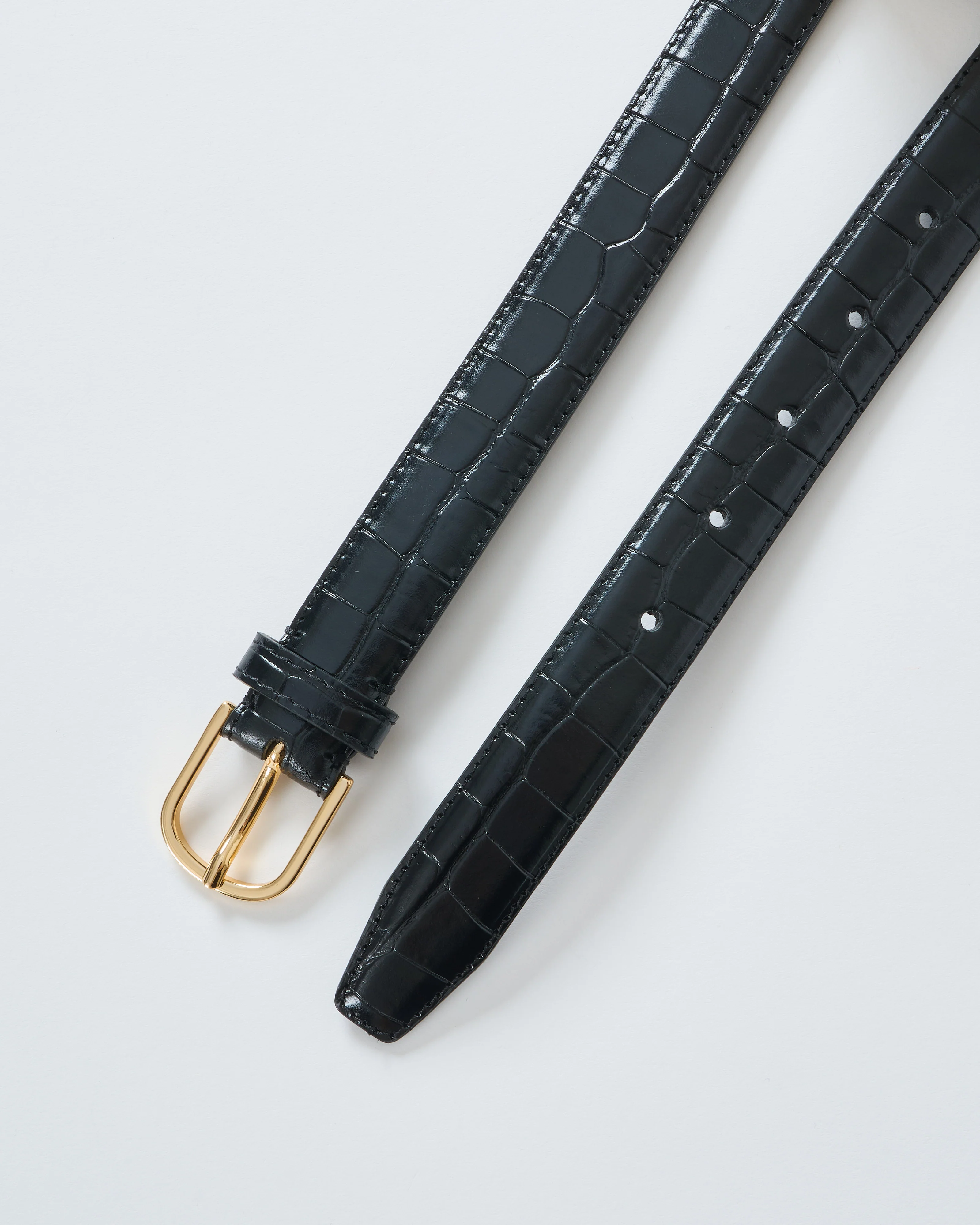 slim croco-embossed trouser belt - Image 2