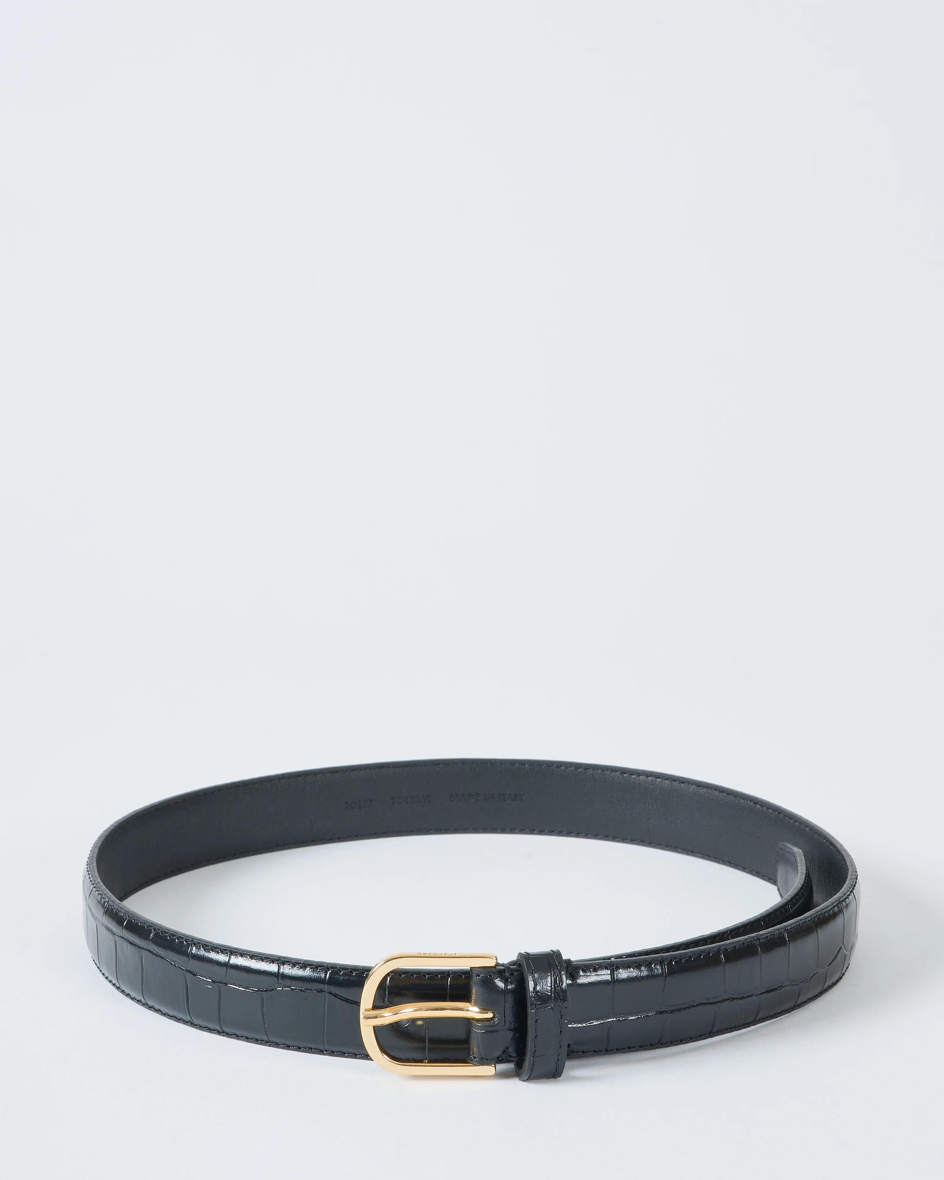 slim croco-embossed trouser belt - Image 3