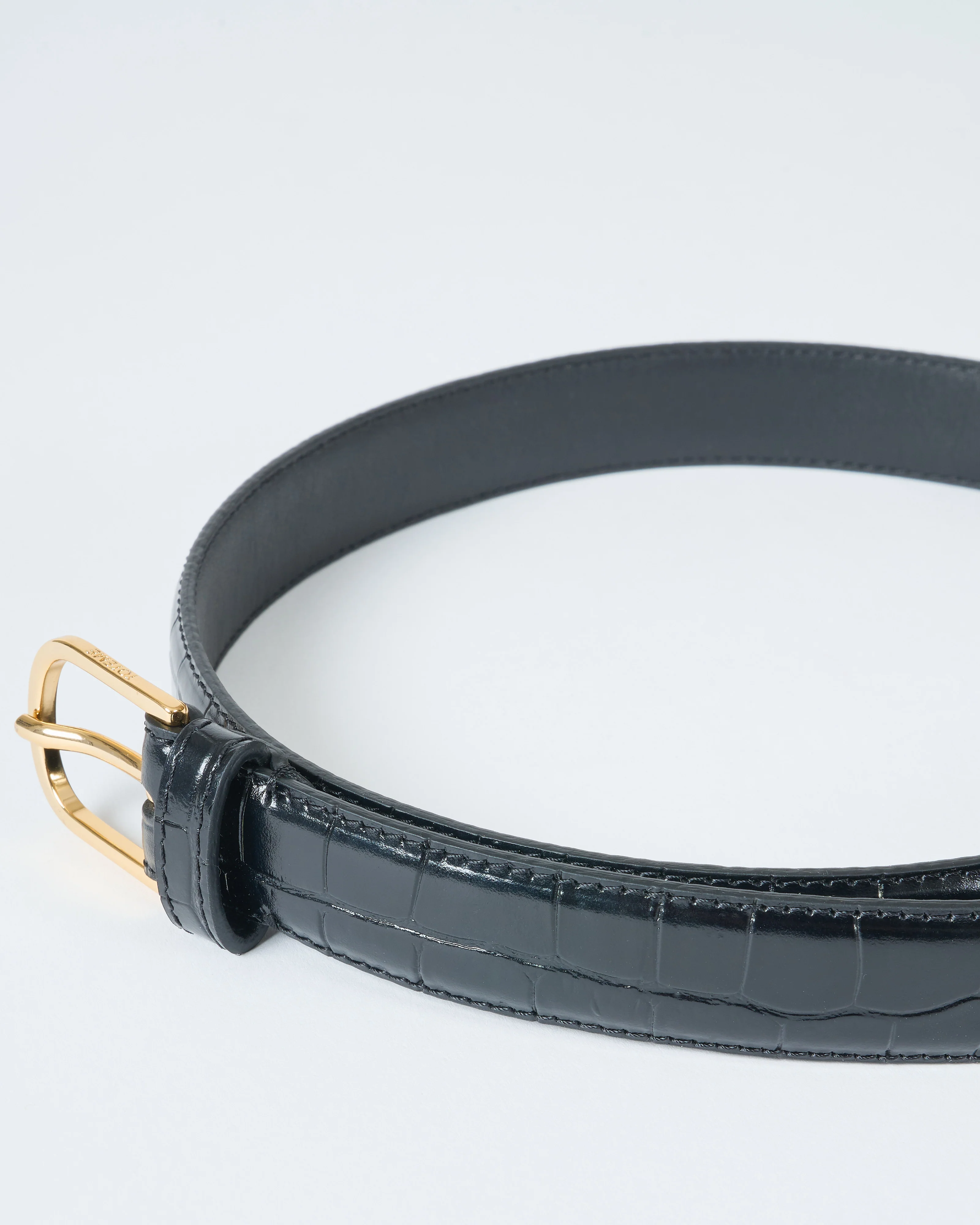 slim croco-embossed trouser belt - Image 6