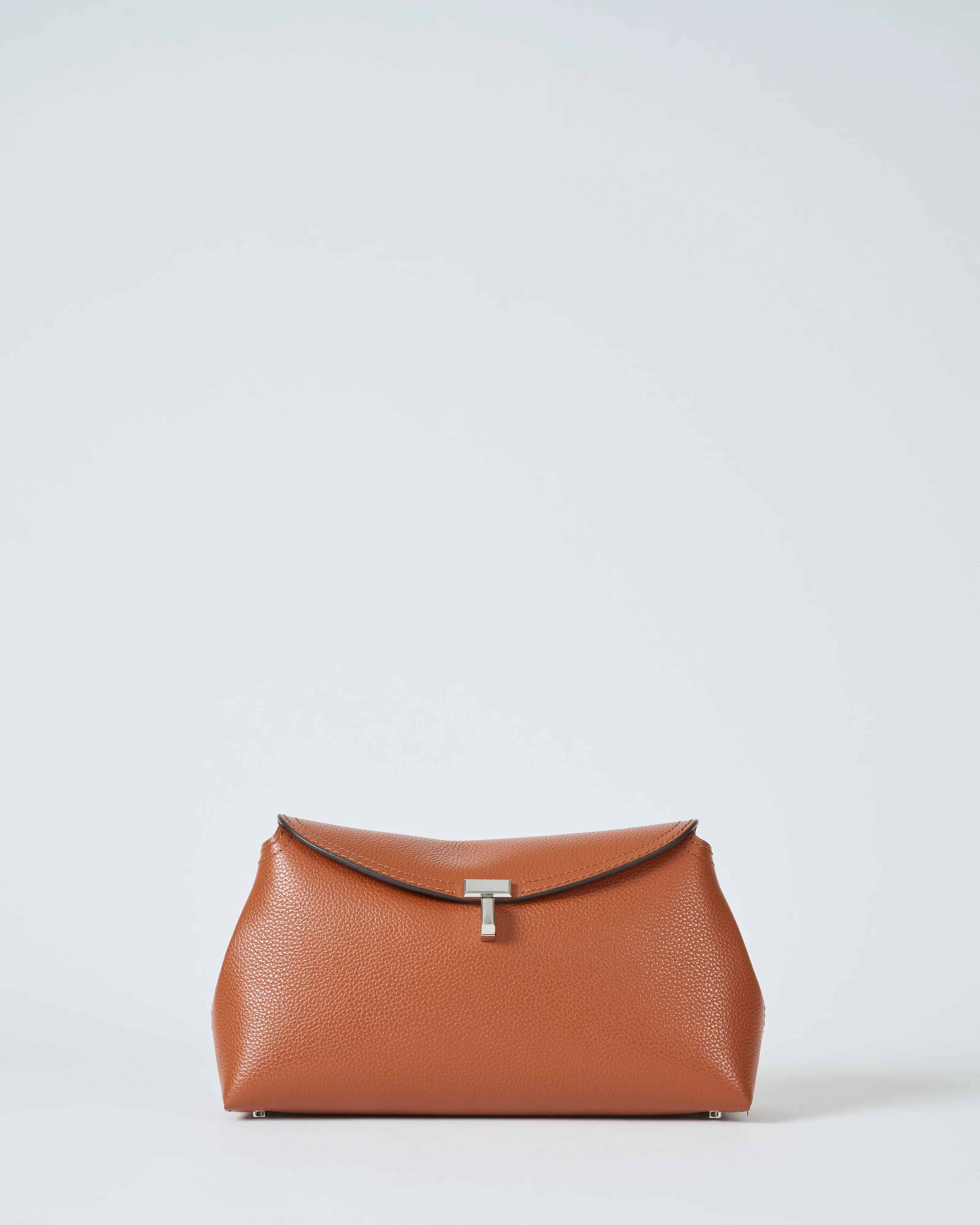 t-lock grained leather clutch