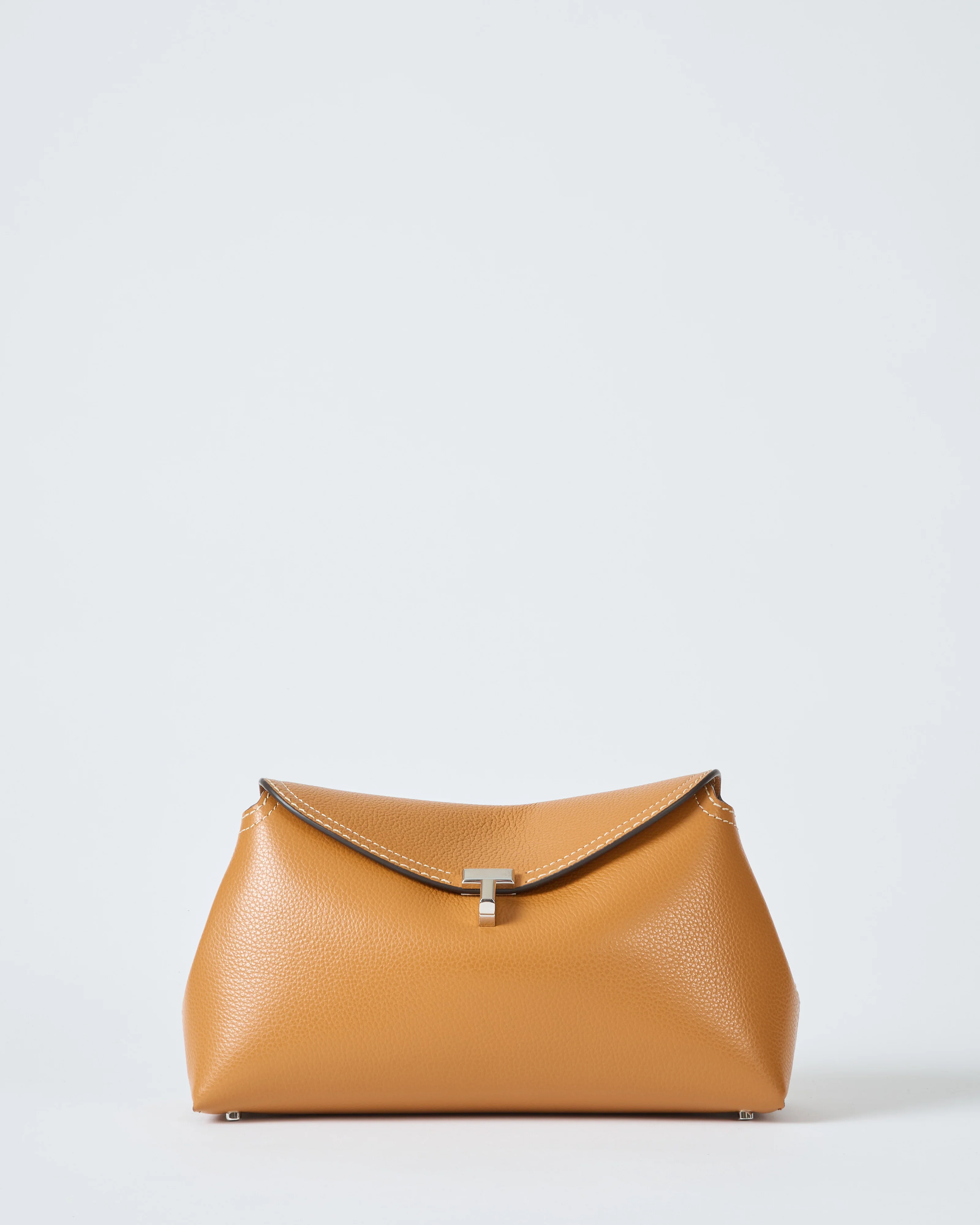t-lock grained-leather clutch