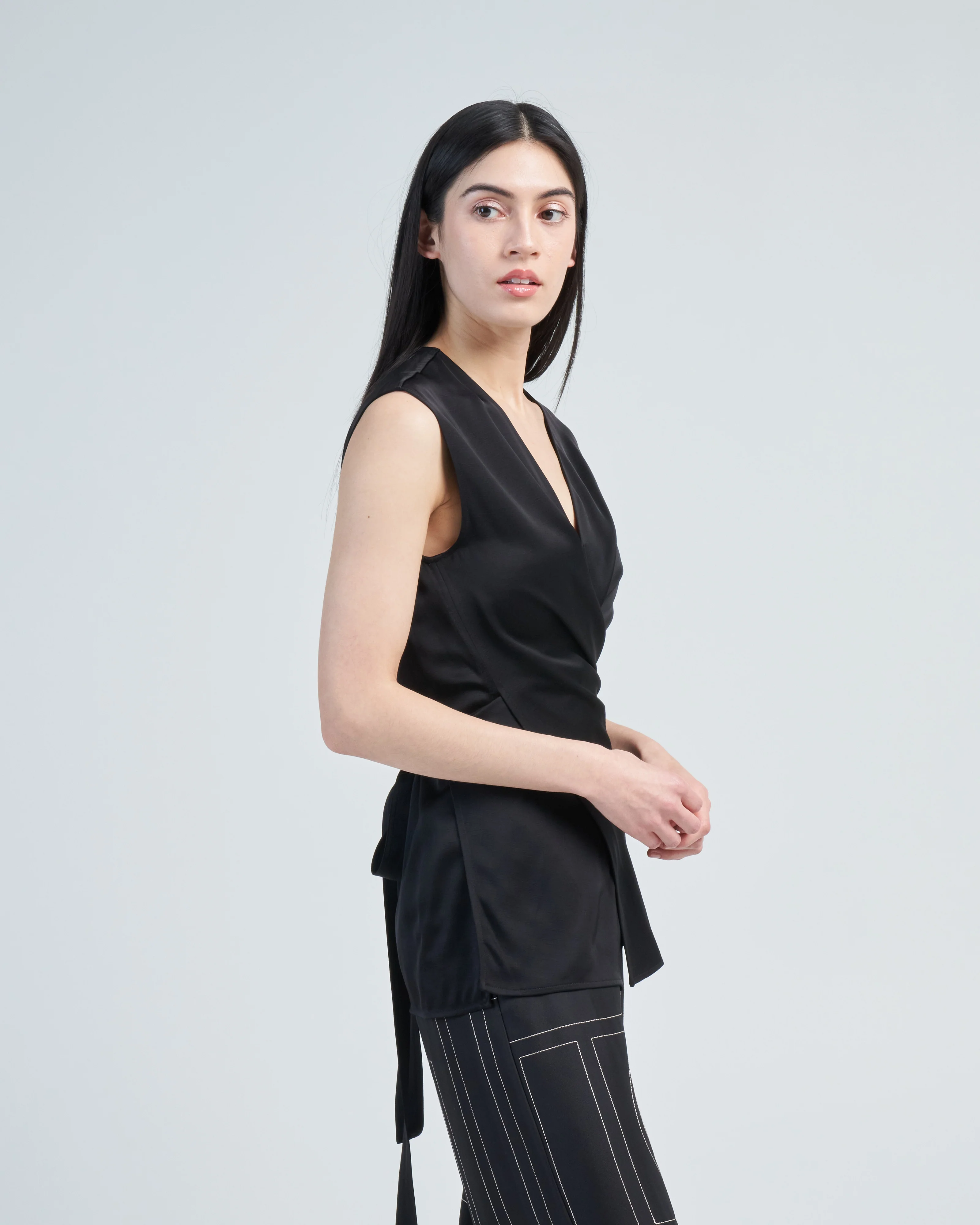 twisted satin tie top - Image 3