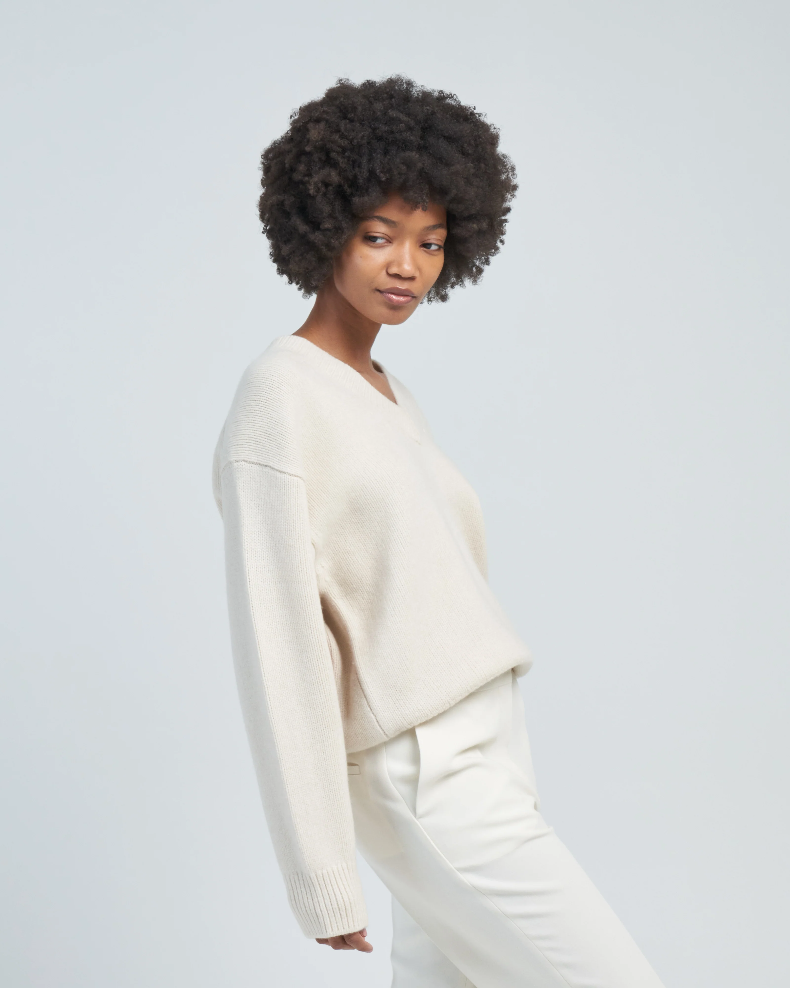 v-neck wool cashmere knit - Image 3