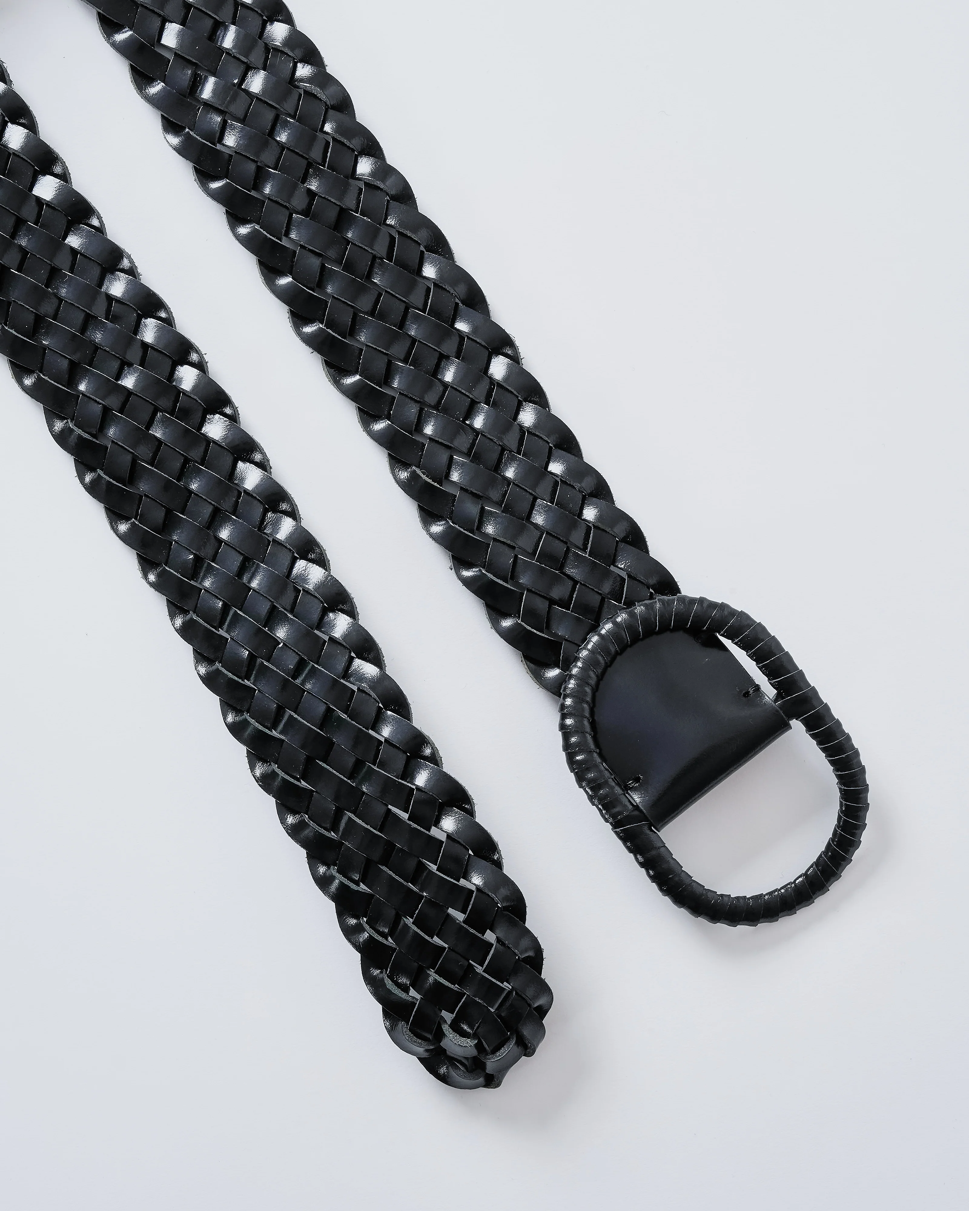 wide braided leather belt - Image 2