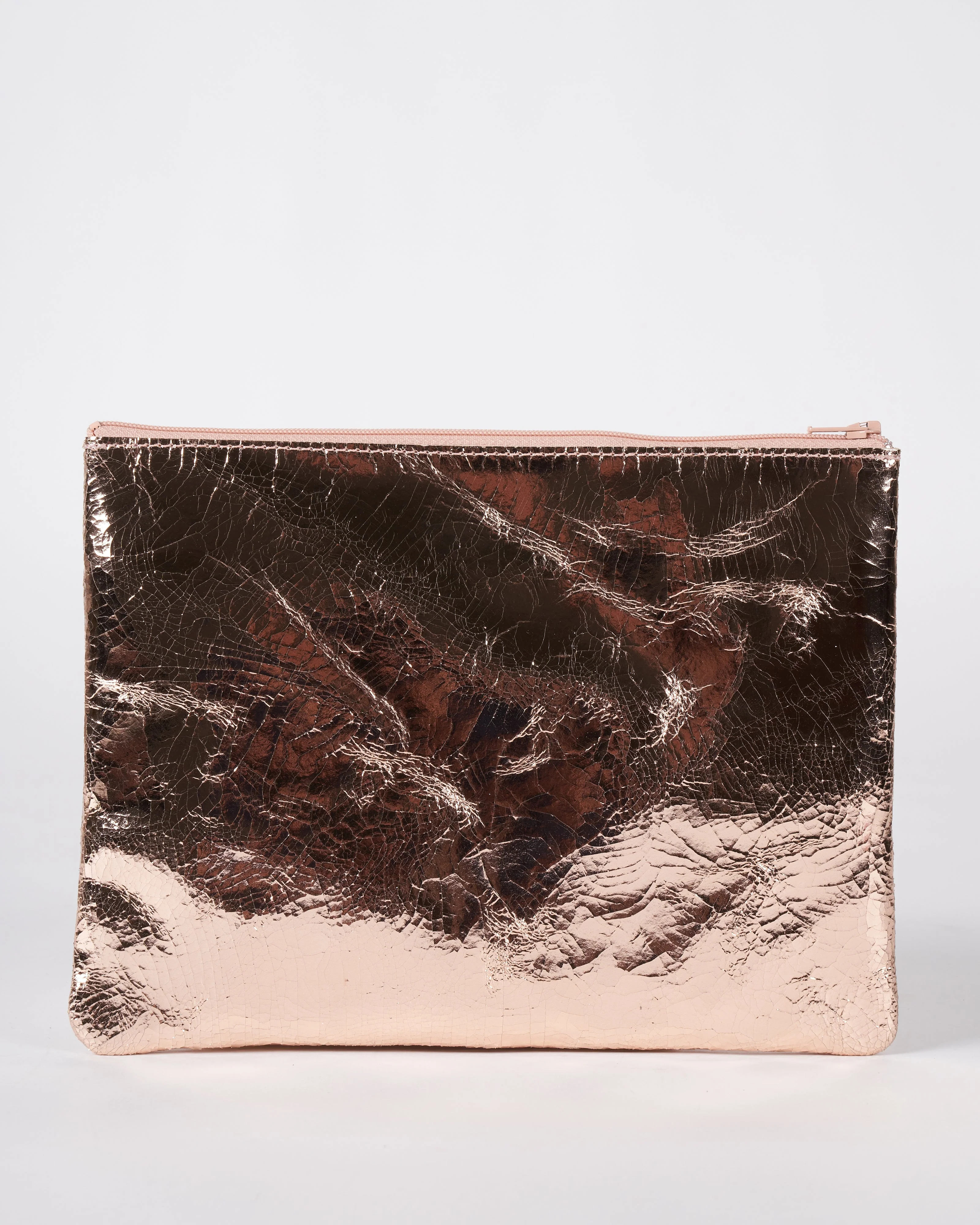 large zip pouch - foil rose gold - Image 2