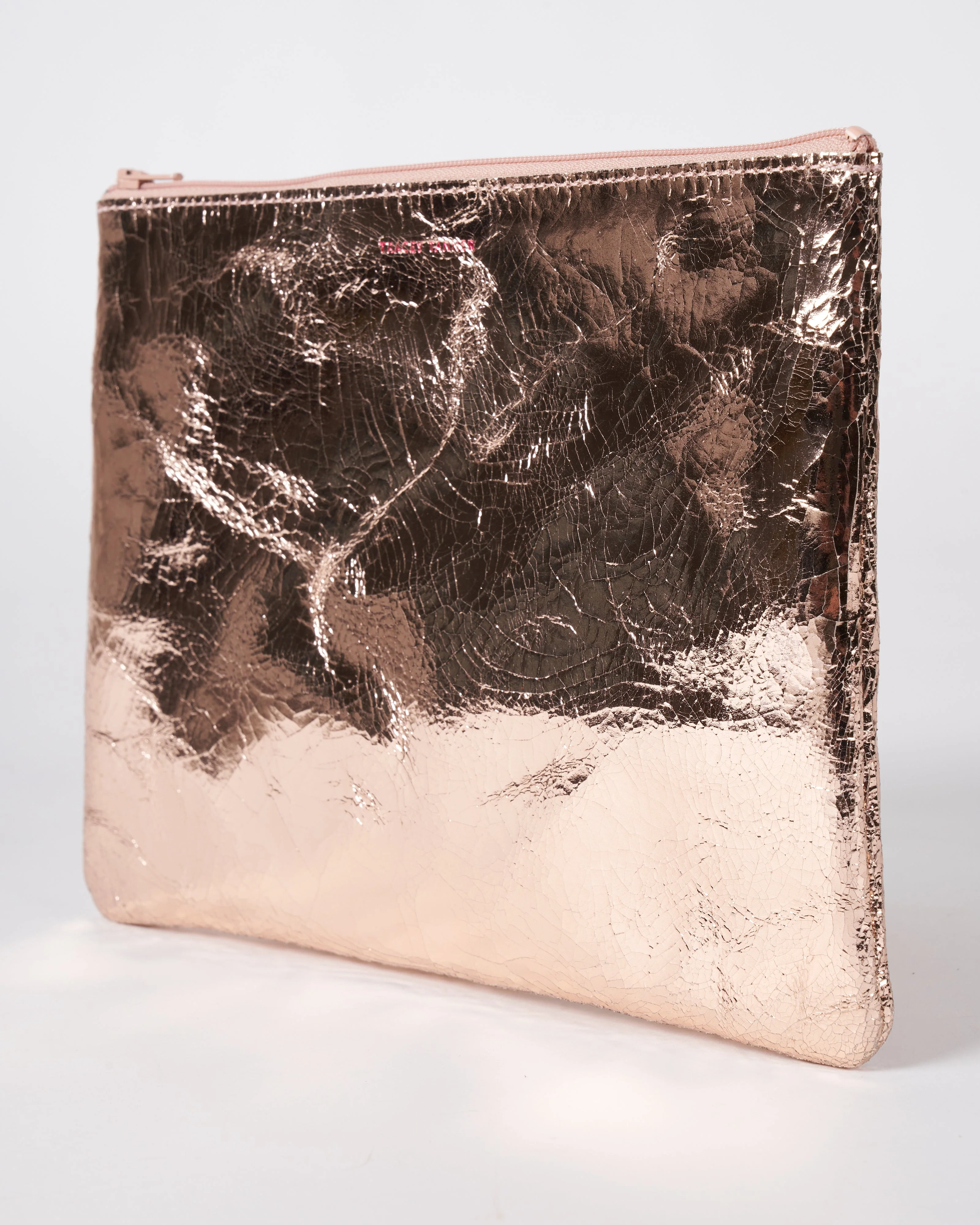 large zip pouch - foil rose gold - Image 3