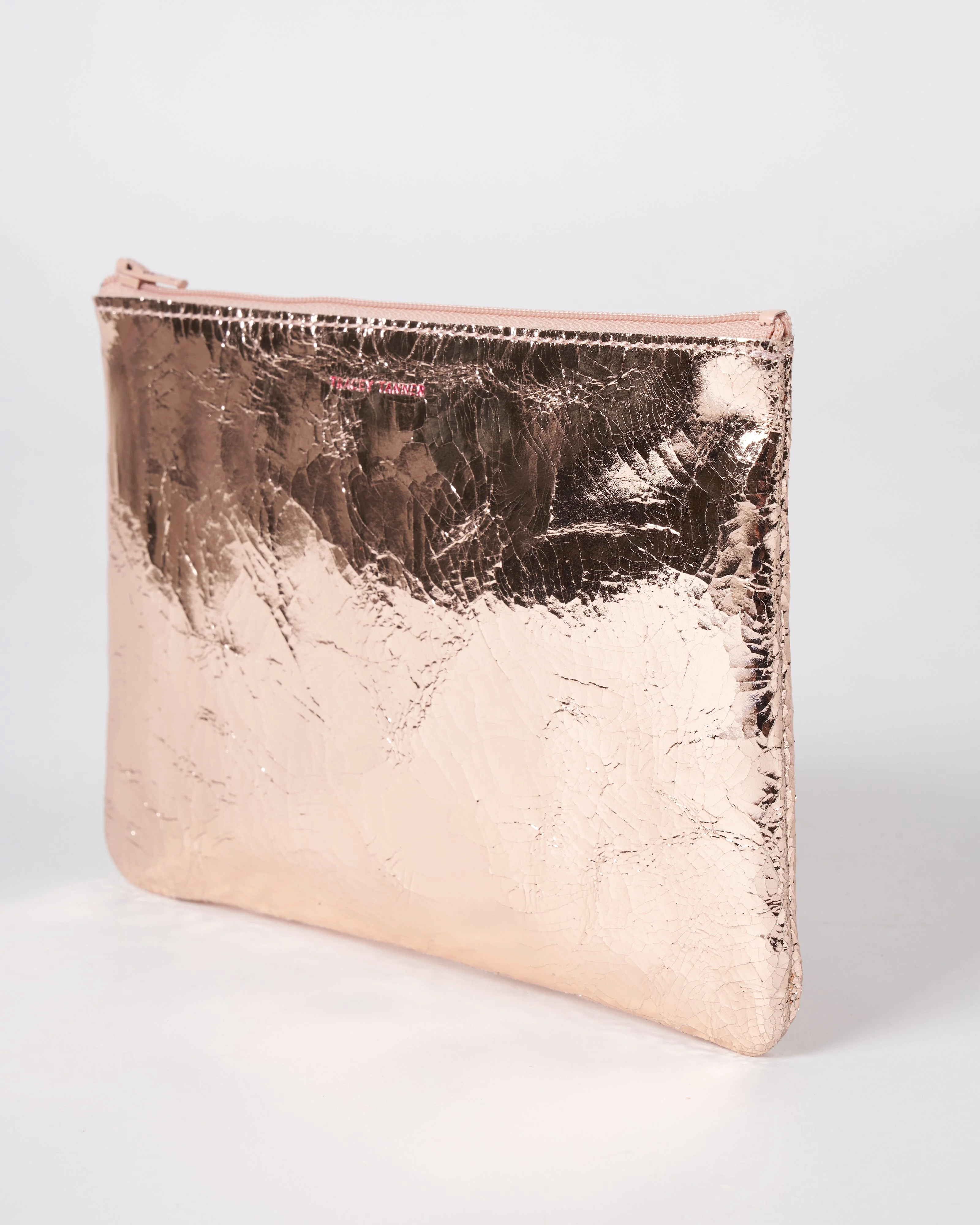 medium zip pouch - foil rose gold - Image 3