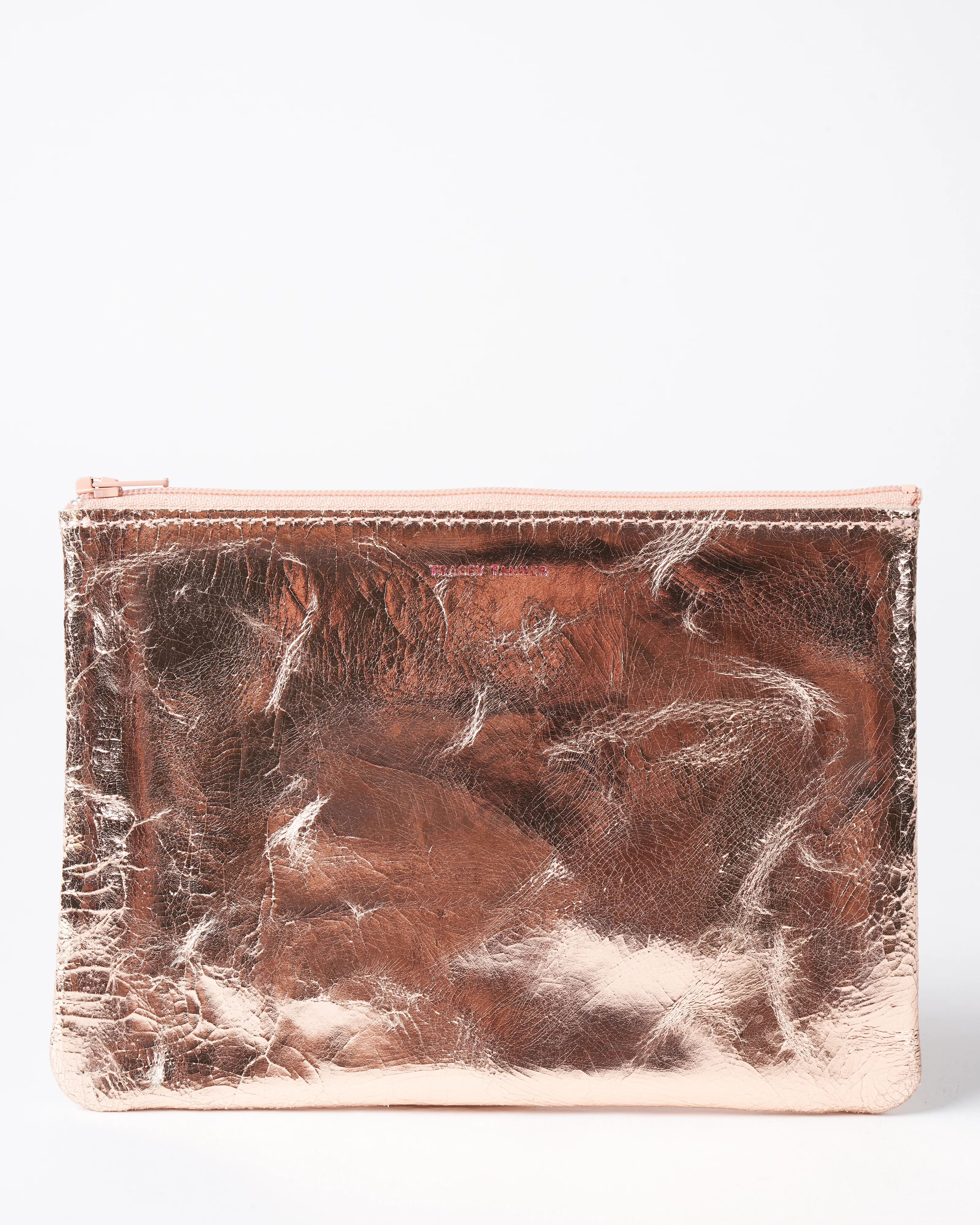 medium zip pouch - foil rose gold - Image 6
