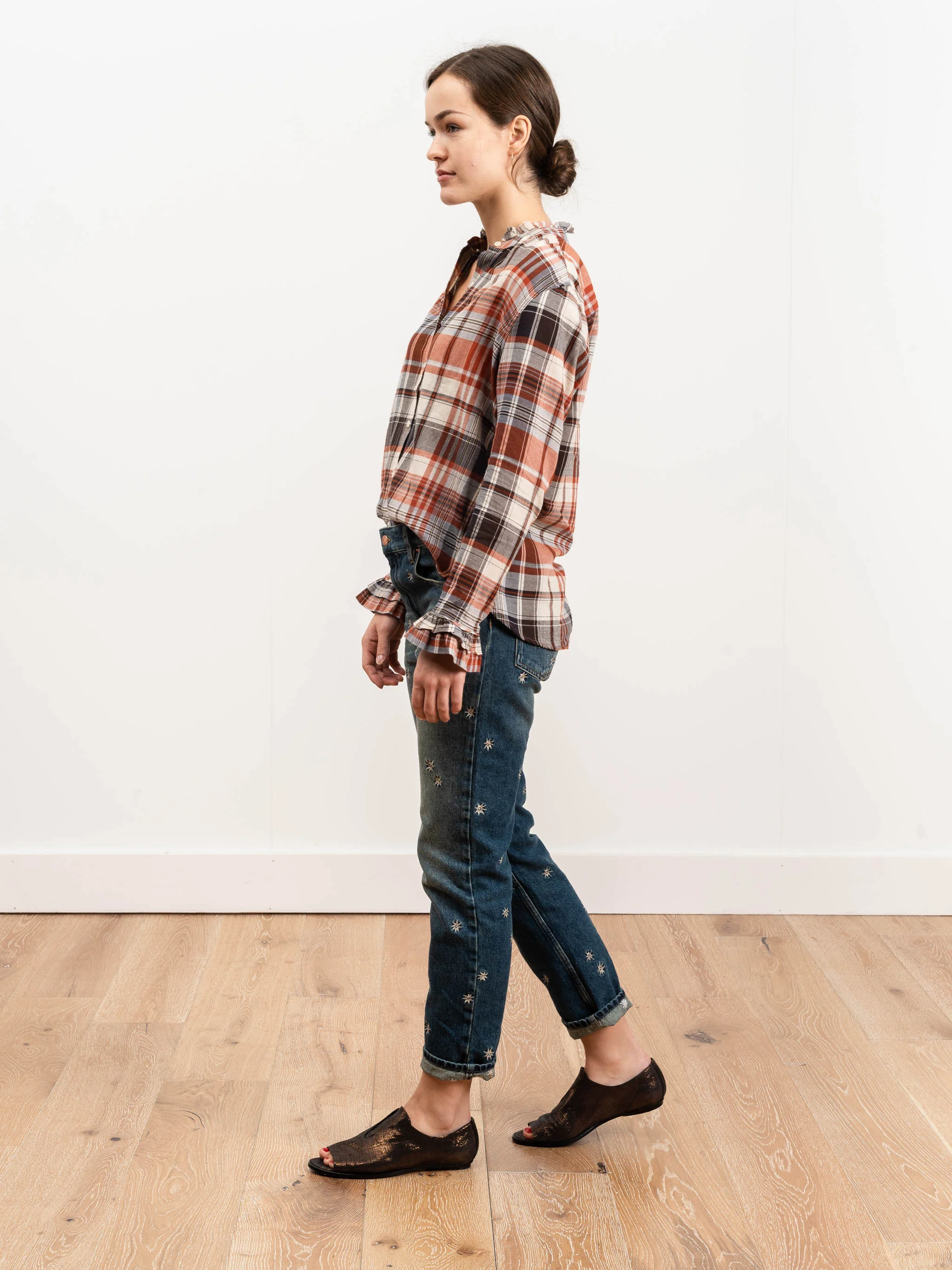 caroline blouse - rust plaid - Image 2