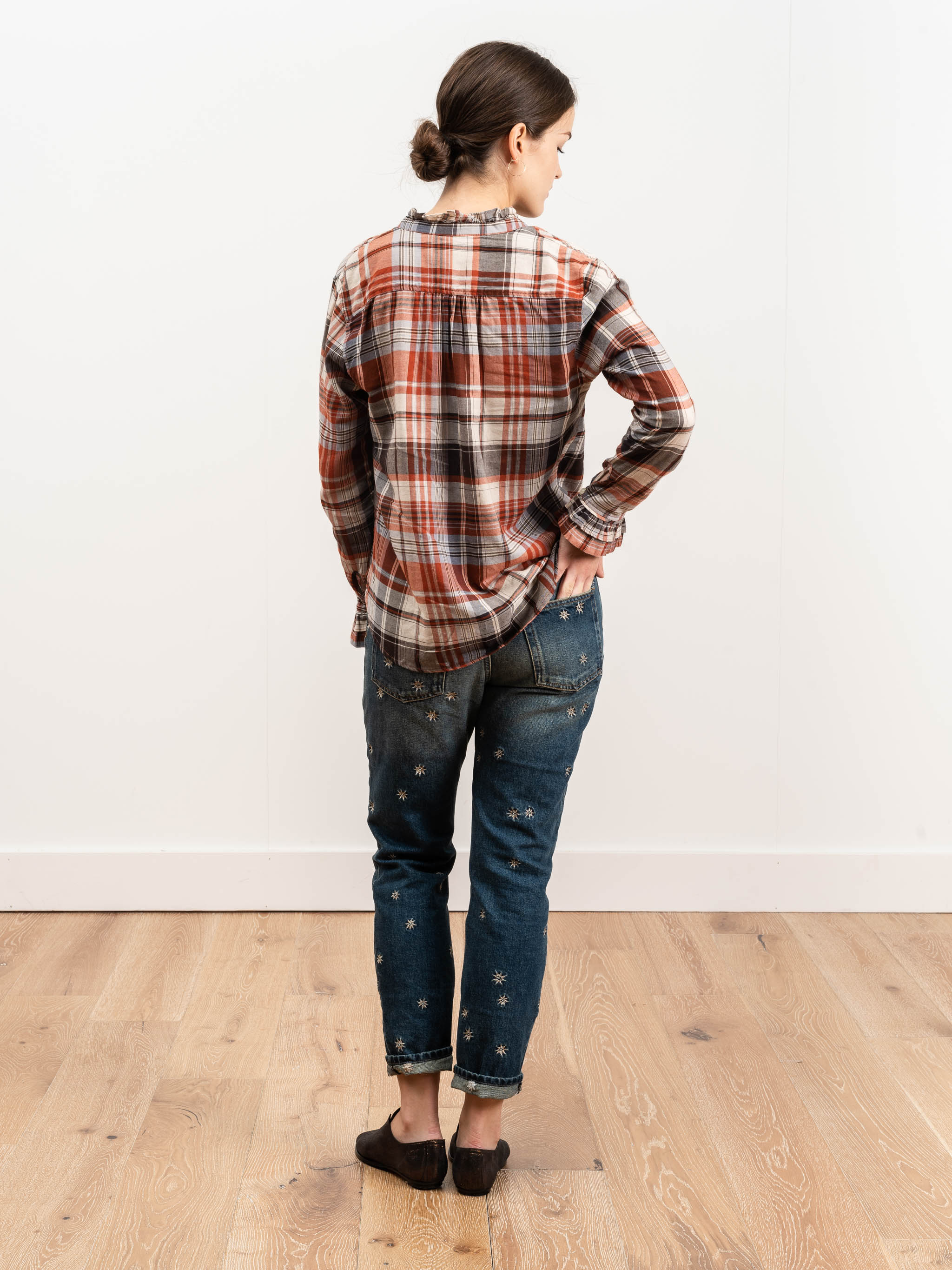 caroline blouse - rust plaid - Image 3