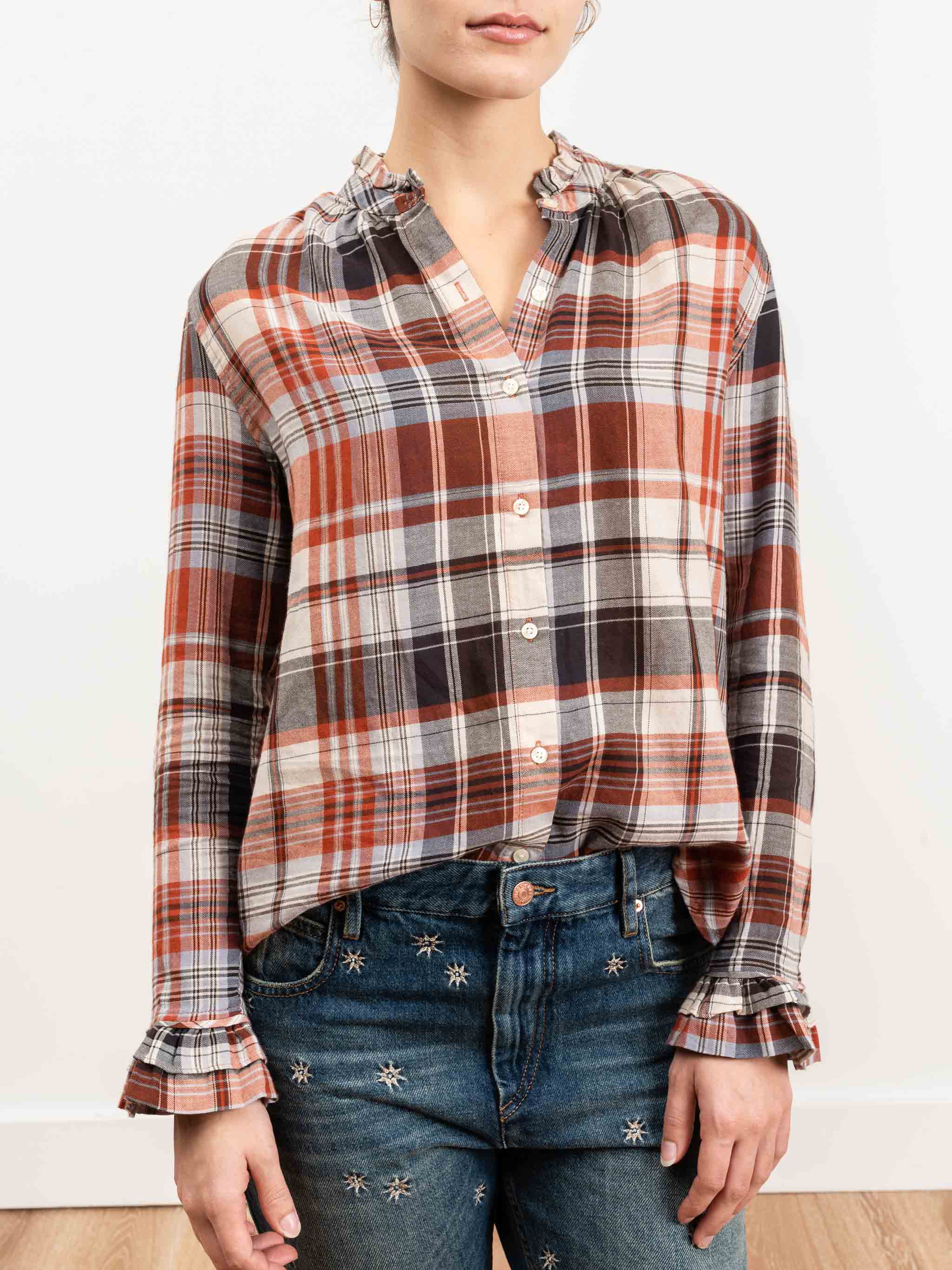 caroline blouse - rust plaid - Image 4