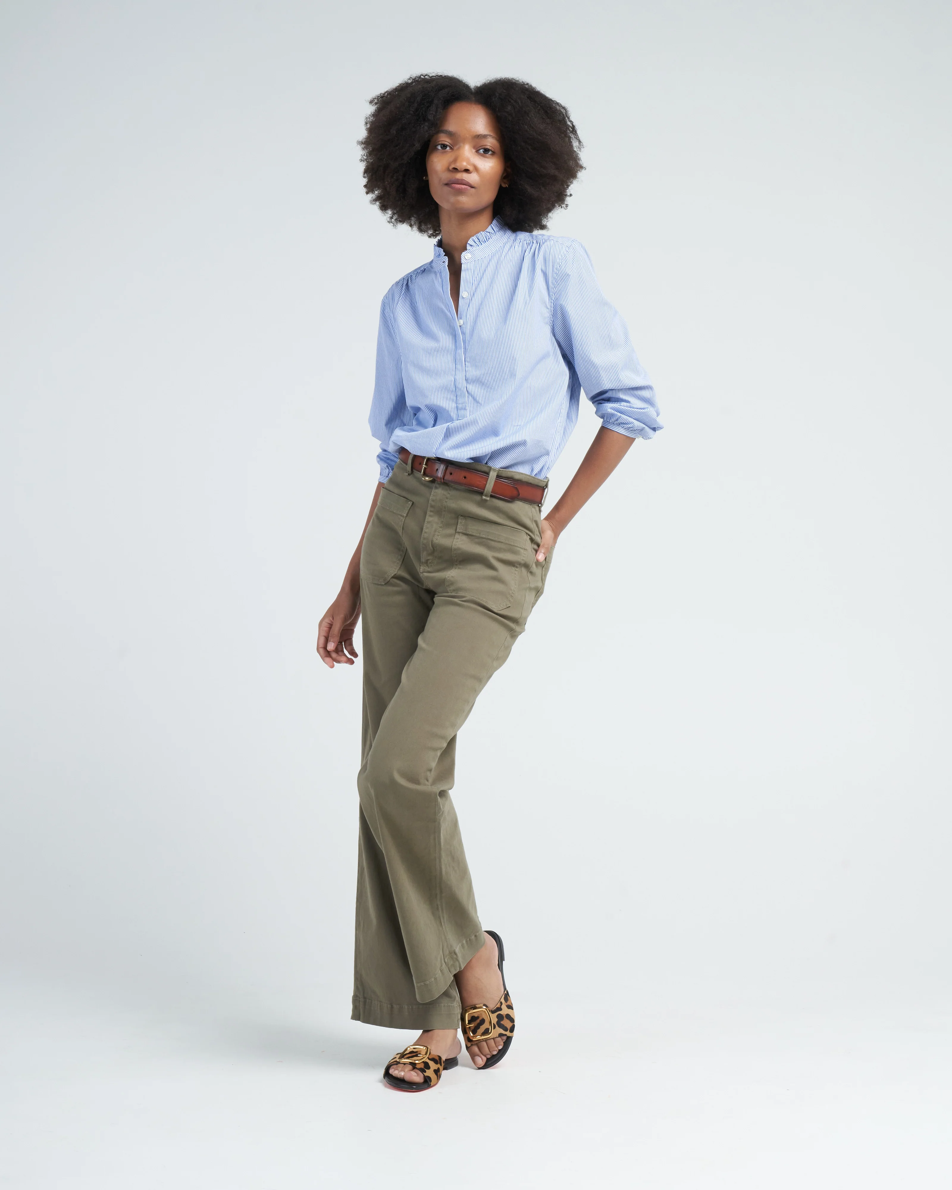sara b henley shirt - blue/white stripe - Image 2