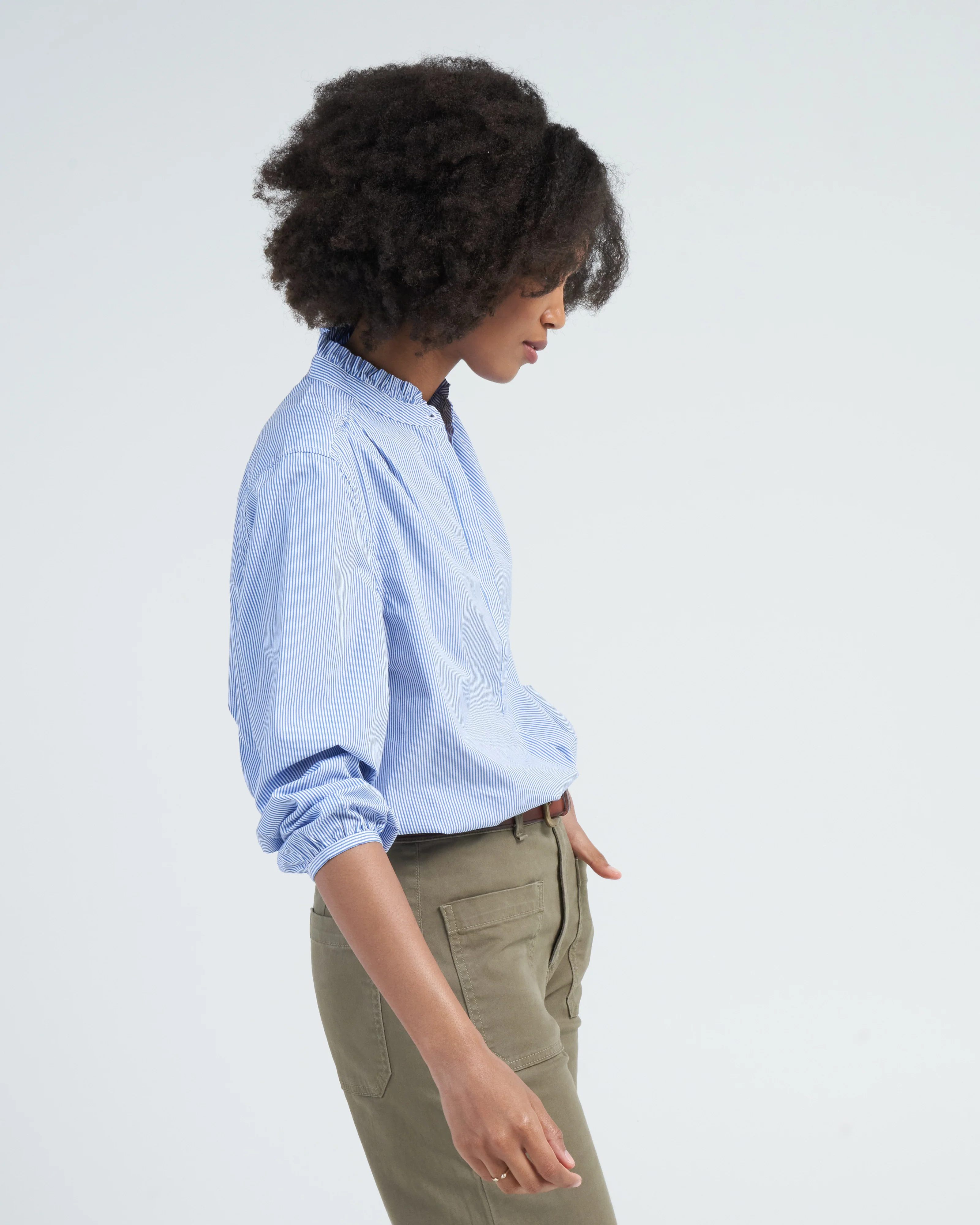 sara b henley shirt - blue/white stripe - Image 3