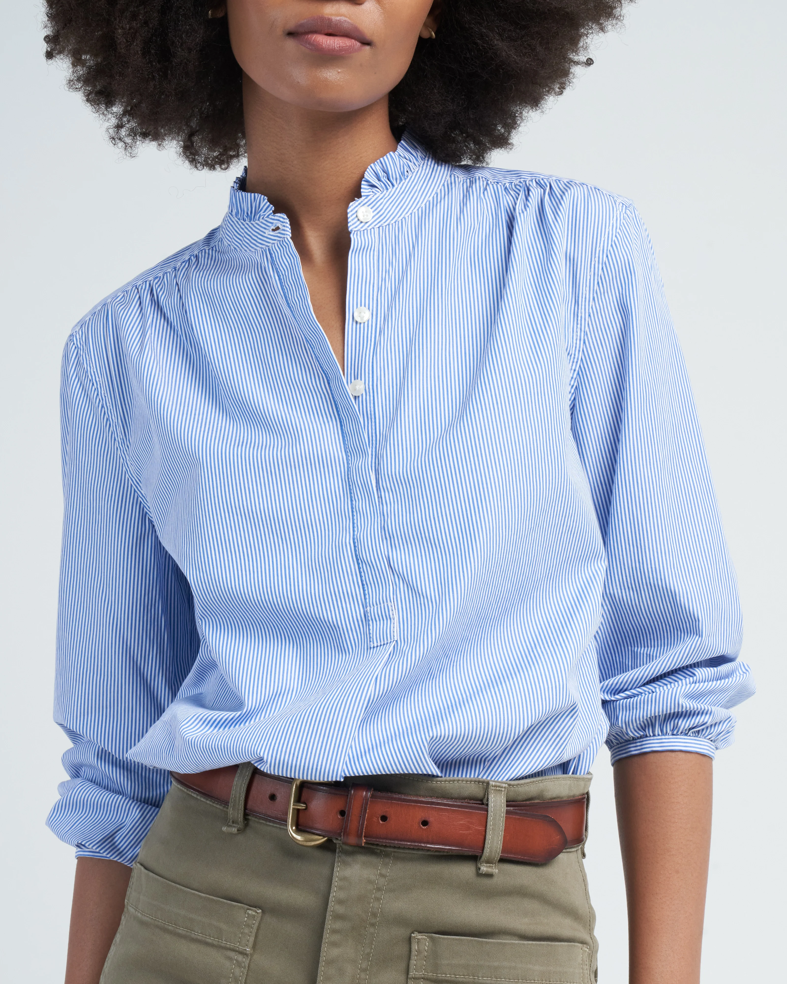 sara b henley shirt - blue/white stripe - Image 5