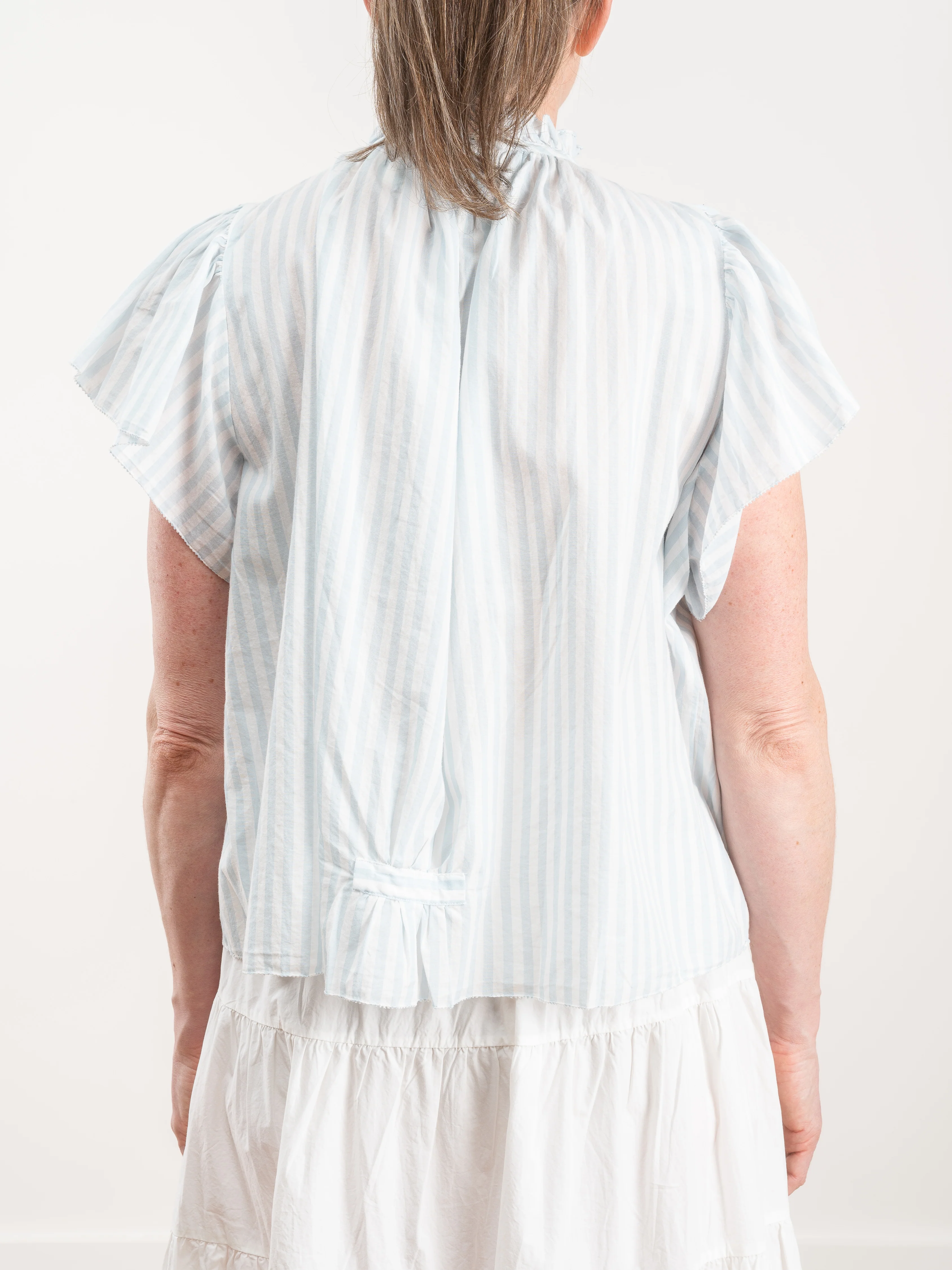 carla high neck shirt - blue stripe - Image 5