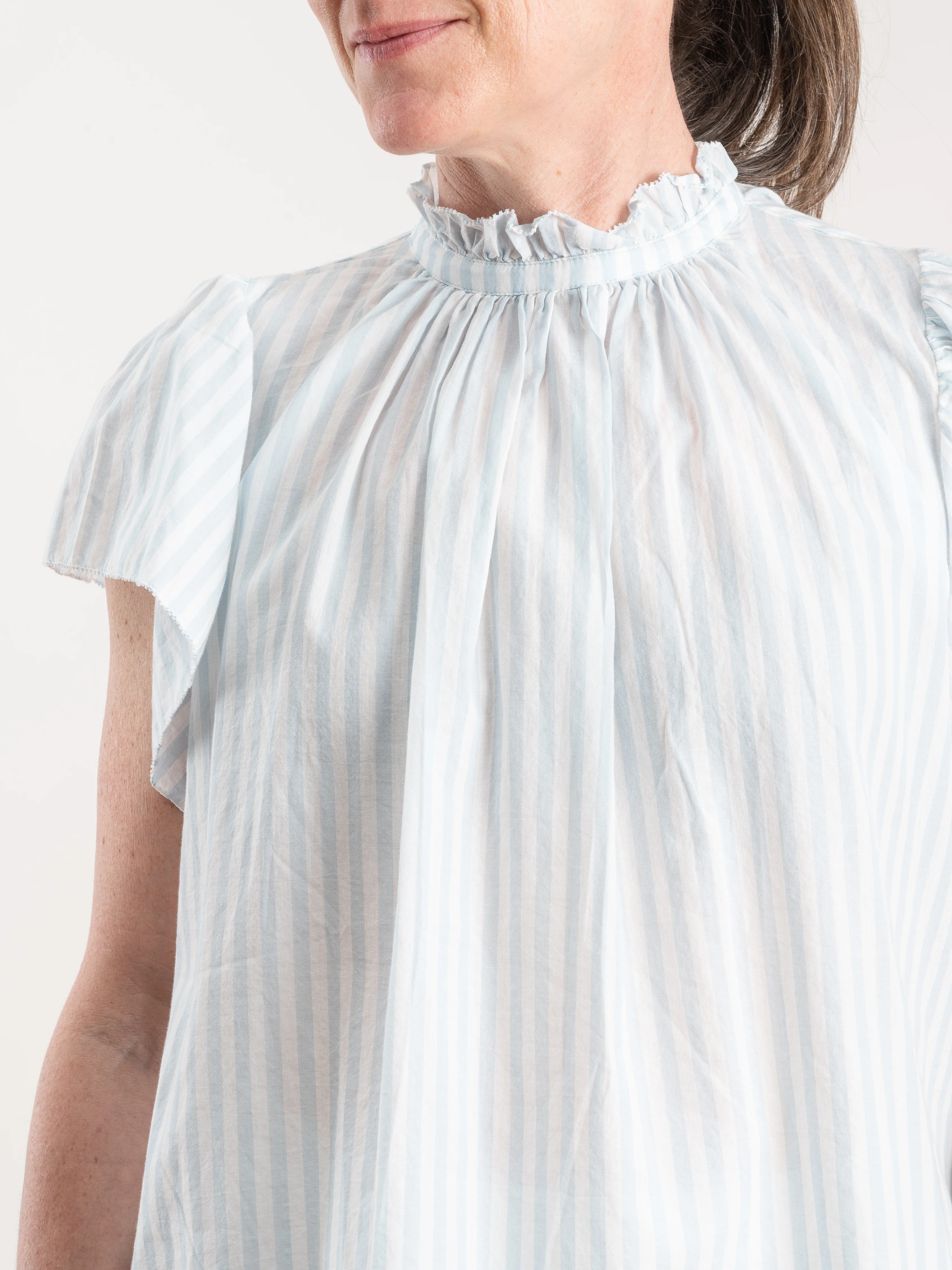 carla high neck shirt - blue stripe - Image 6