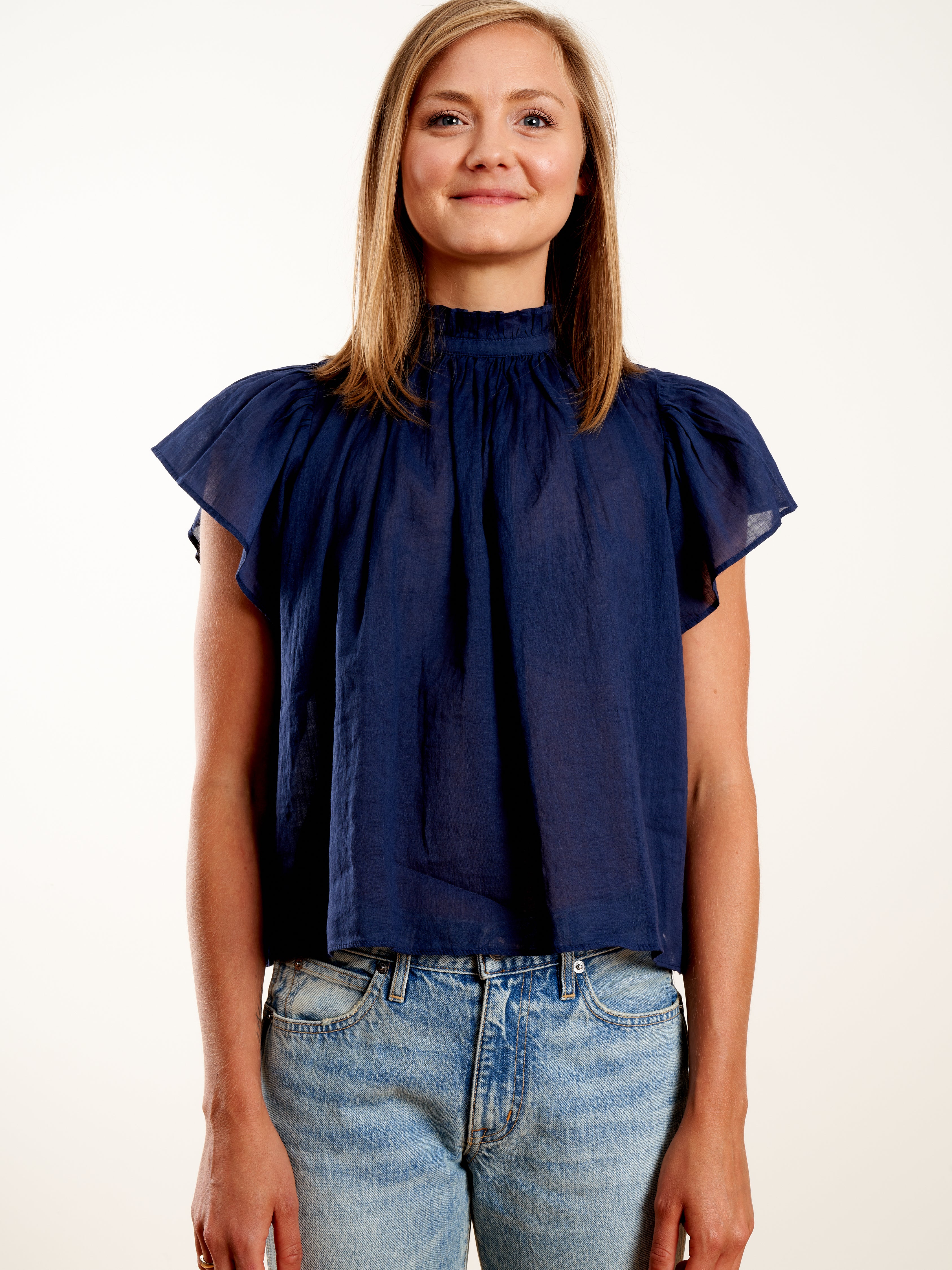 carla highneck shirt - navy - Image 3