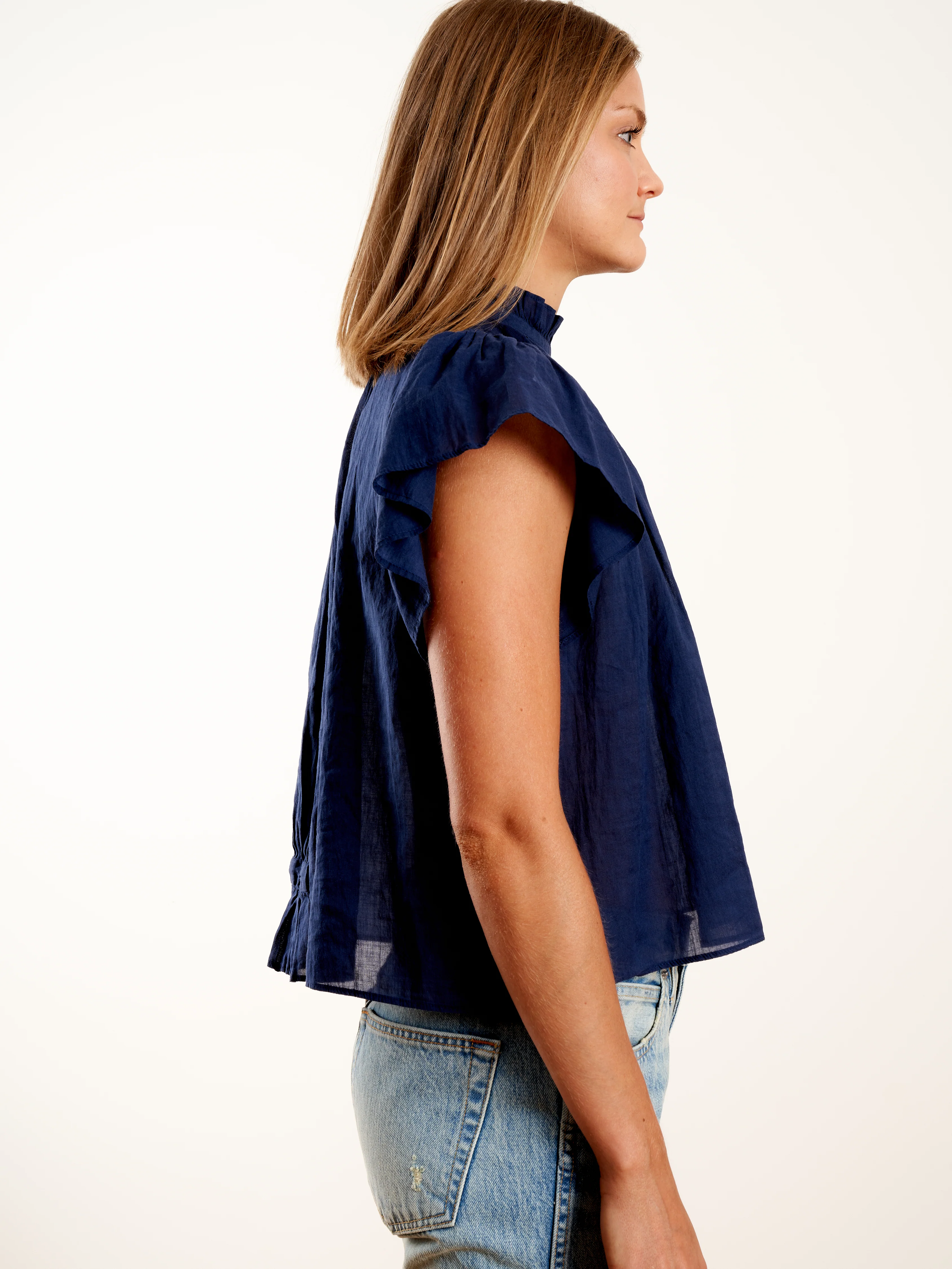 carla highneck shirt - navy - Image 4