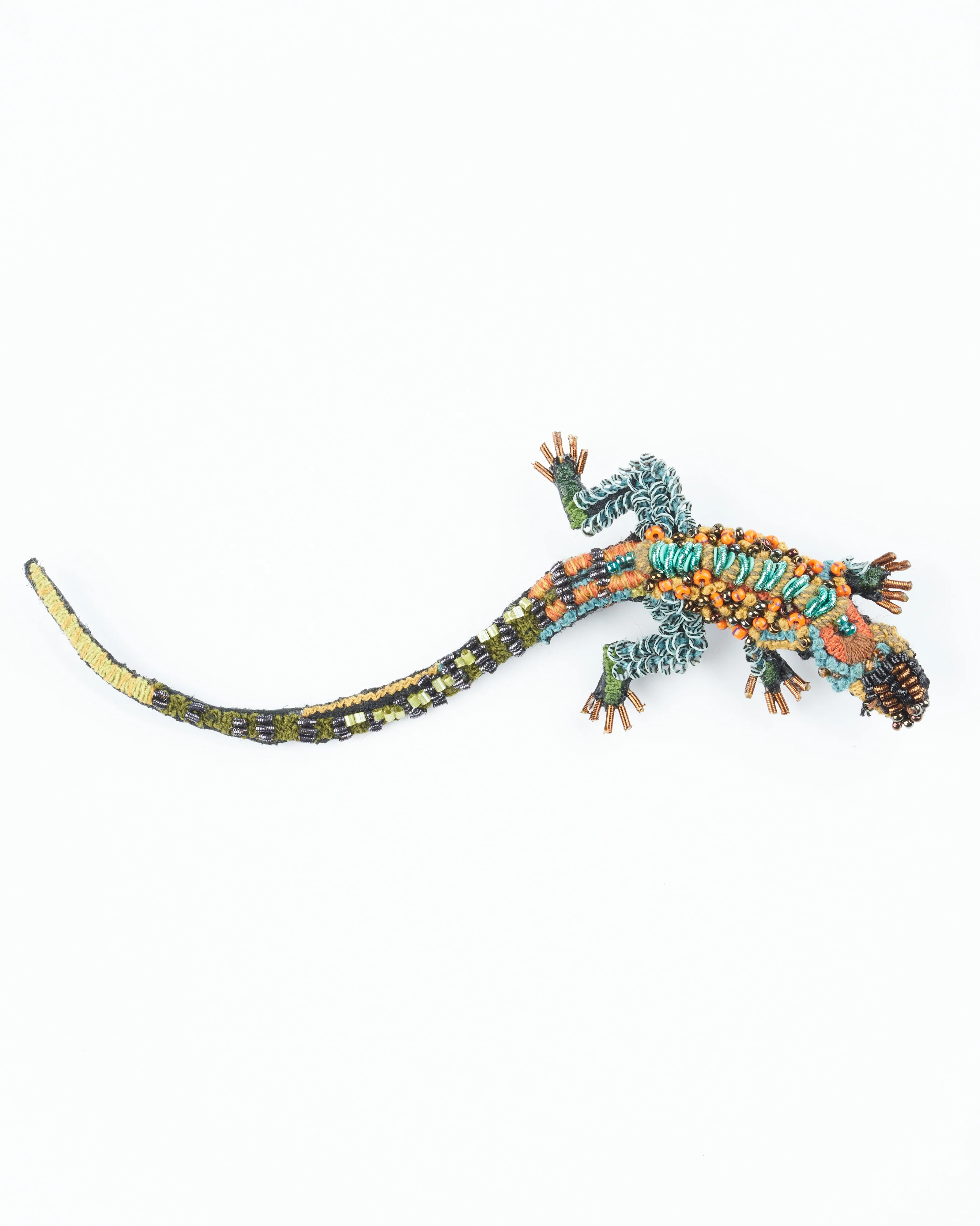 caiman lizard brooch pin - embroidery - Image 4