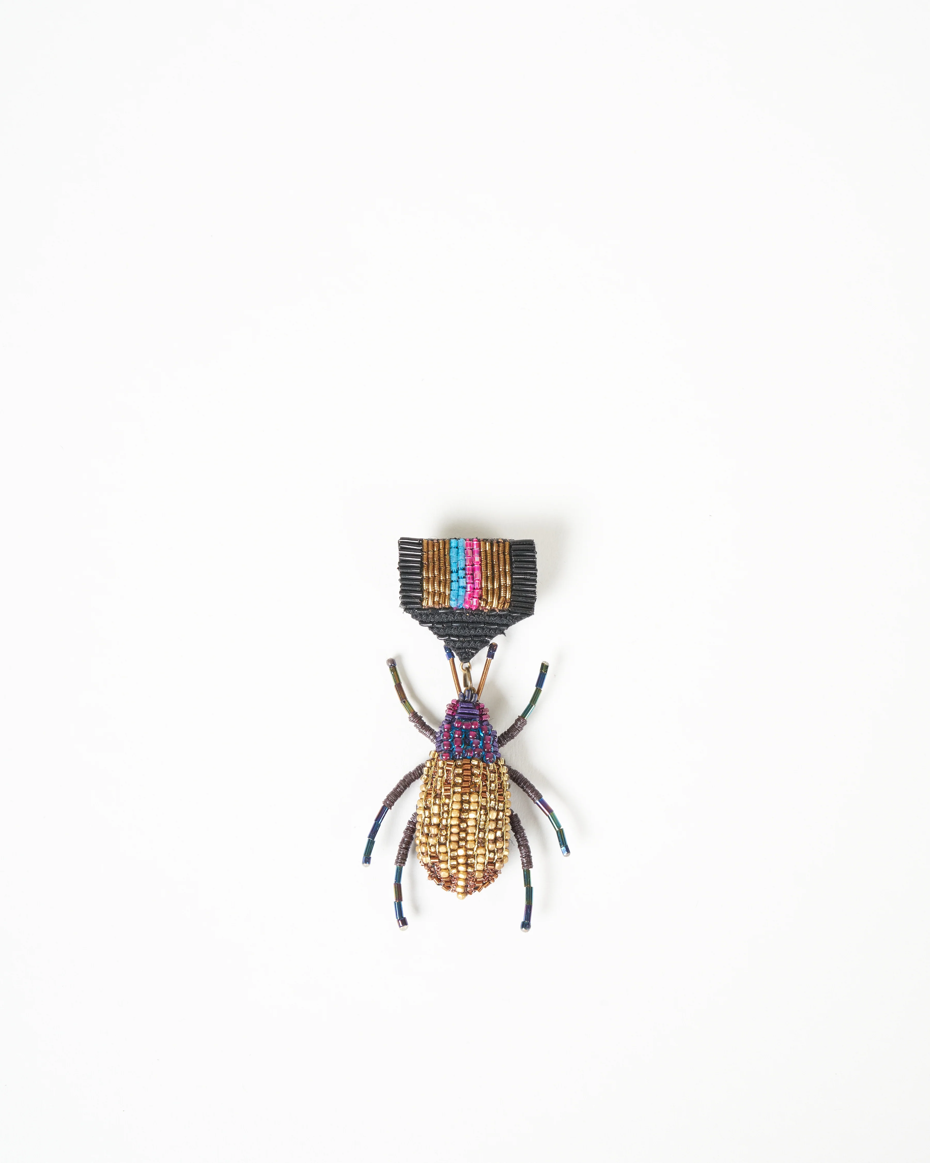 gold beetle honor medal brooch - multi