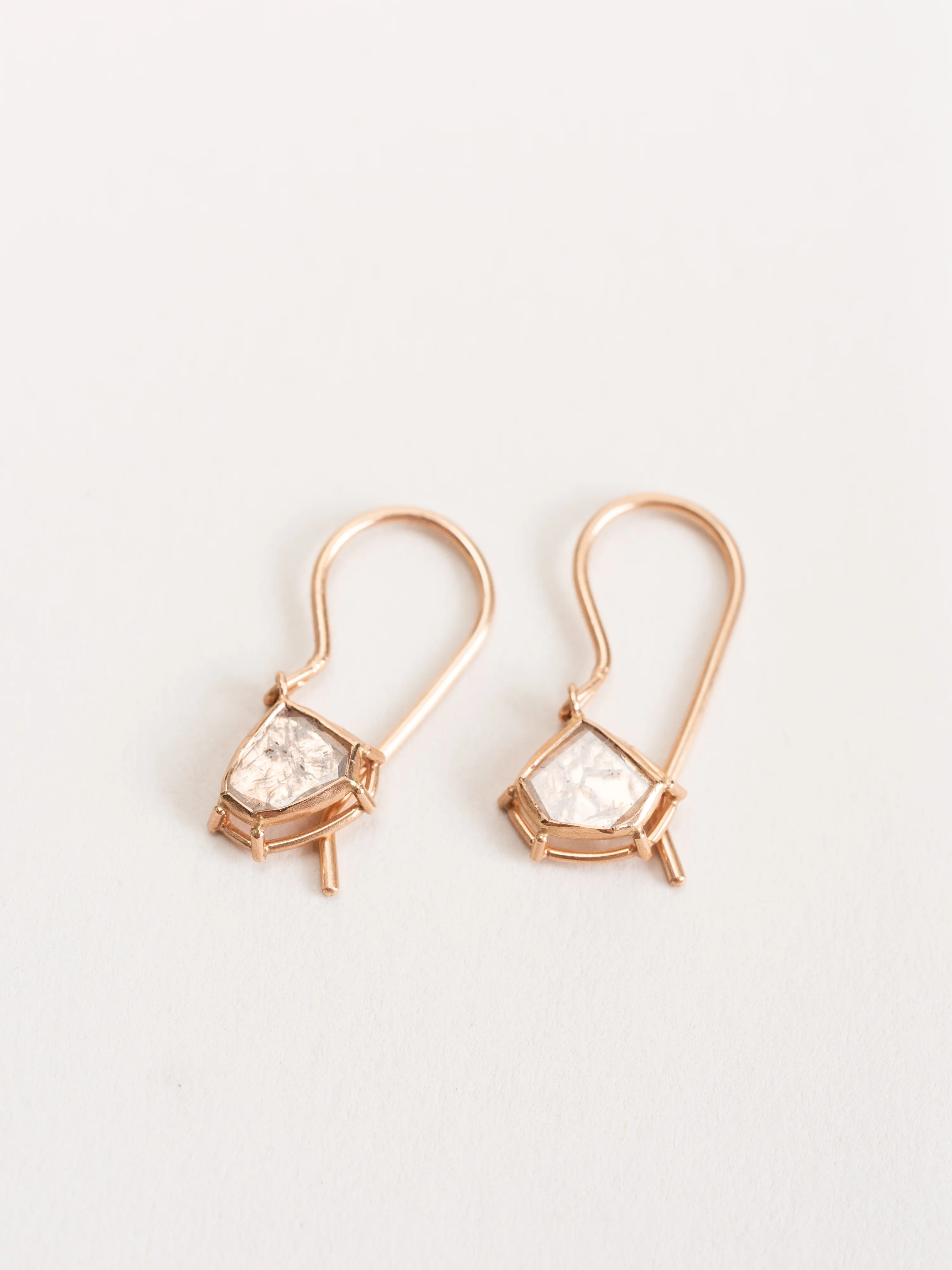 diamond slice earrings - rose gold
