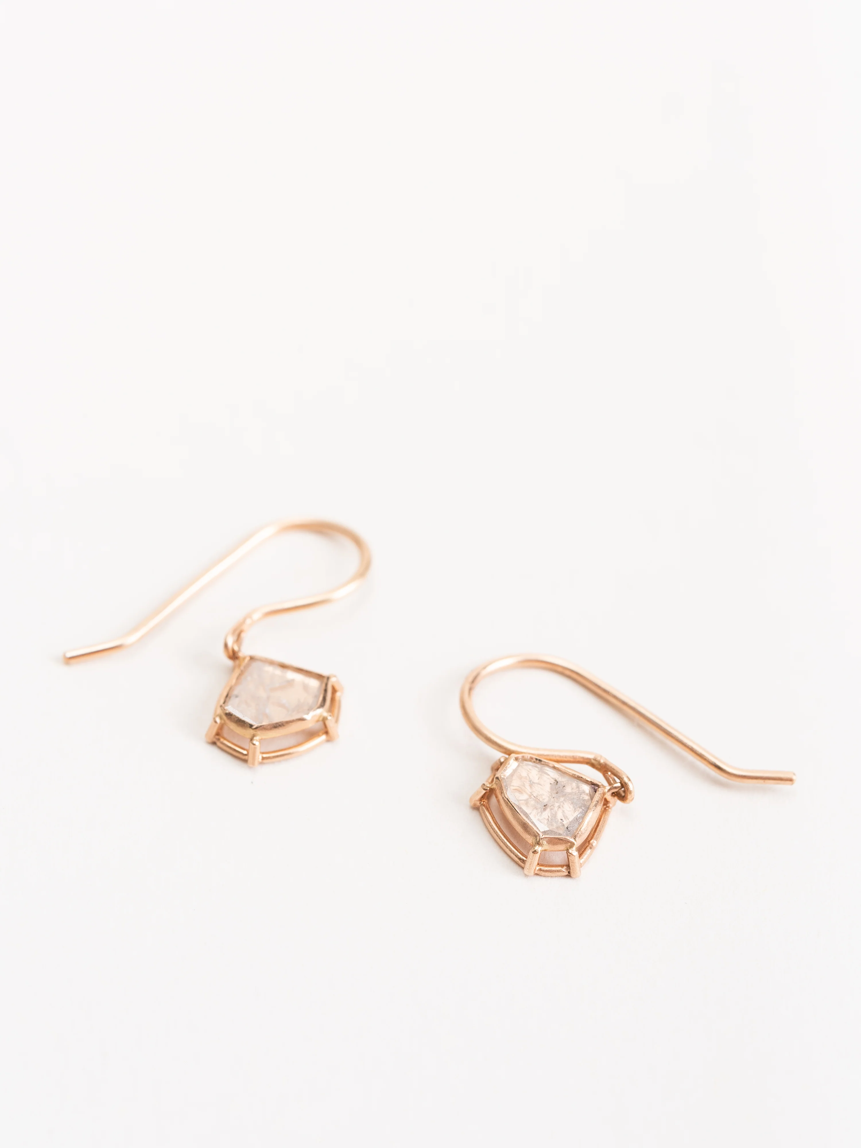 diamond slice earrings - rose gold - Image 2
