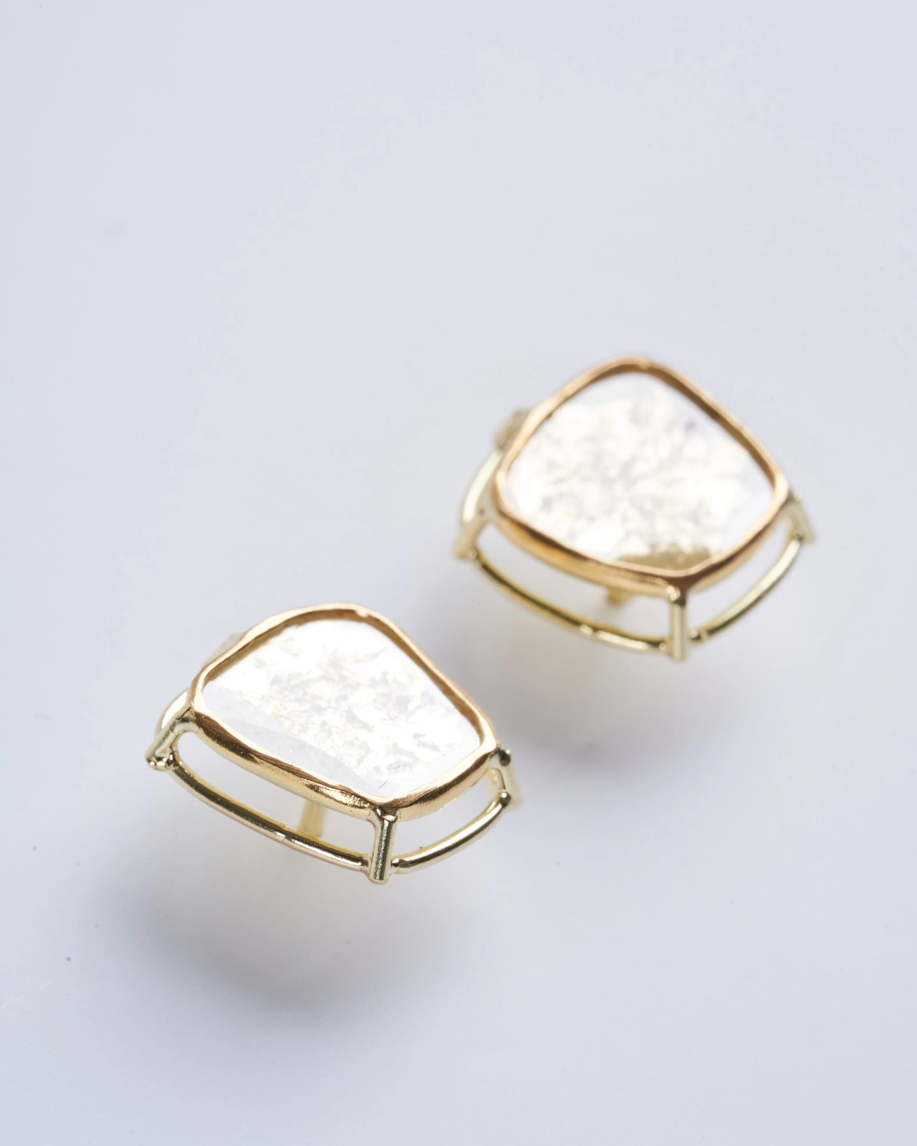 diamond slice earrings, 18k/22k yellow gold - gold - Image 2