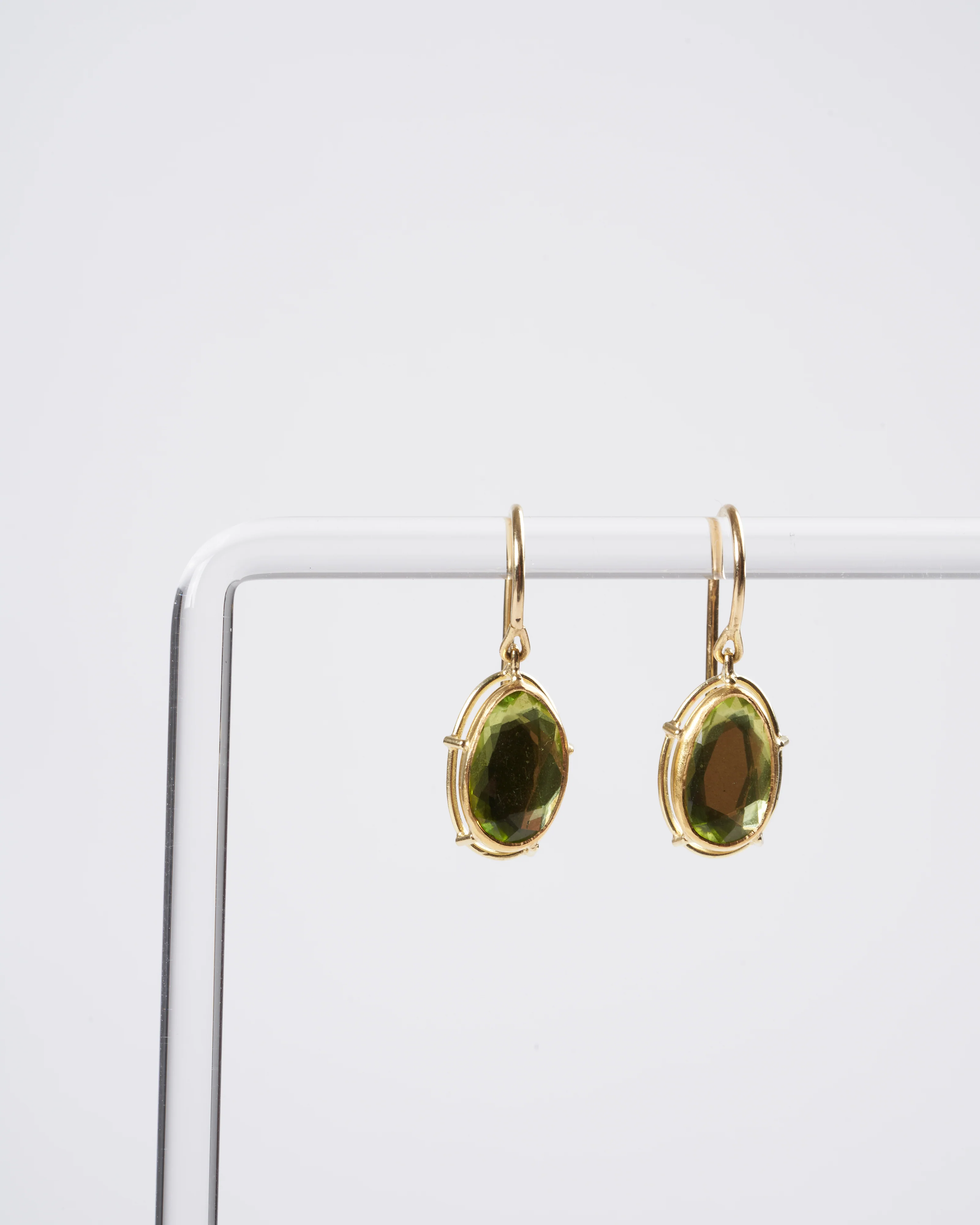 peridot drop earrings - gold and green
