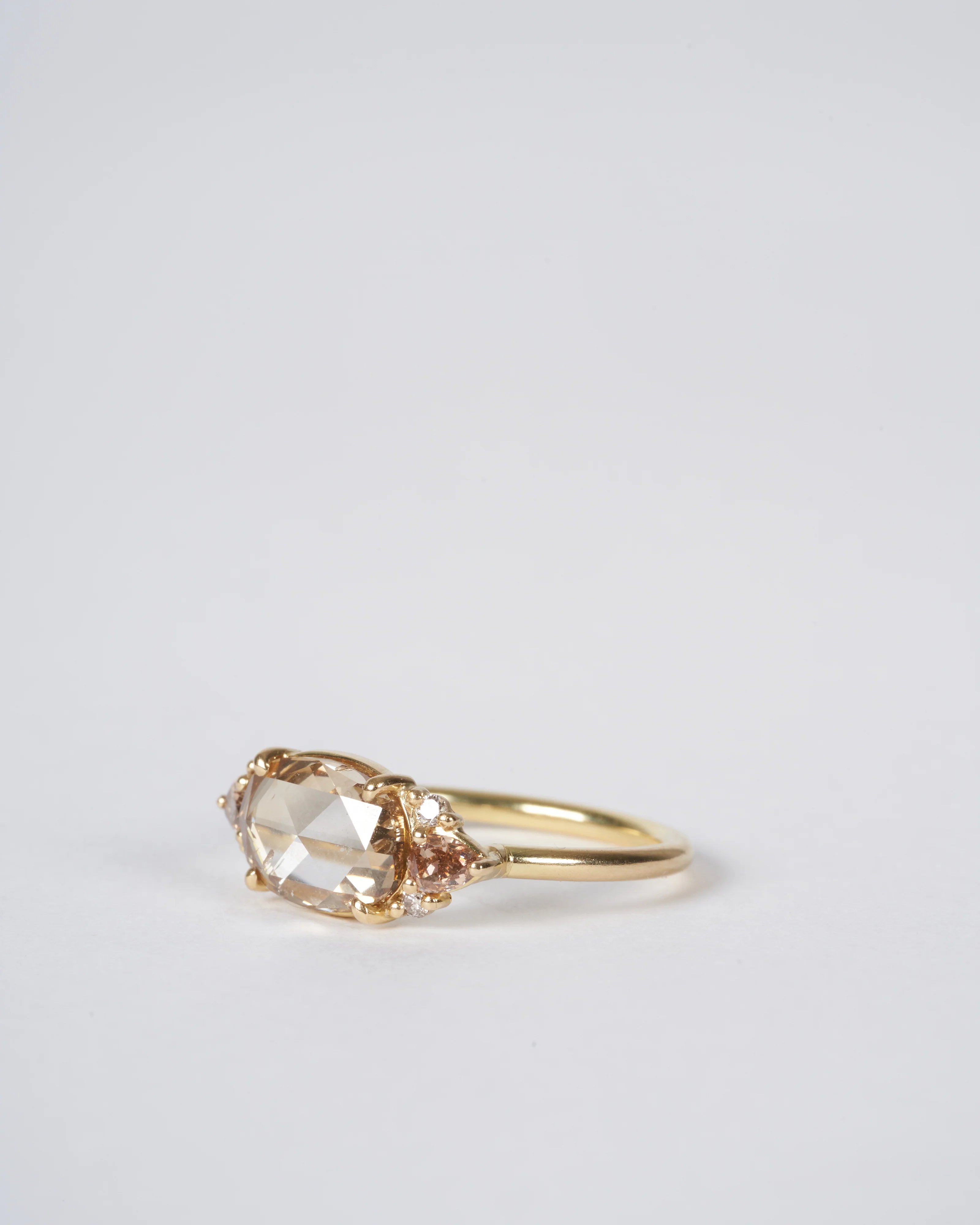 rose cut diamond cluster ring - gold - Image 3