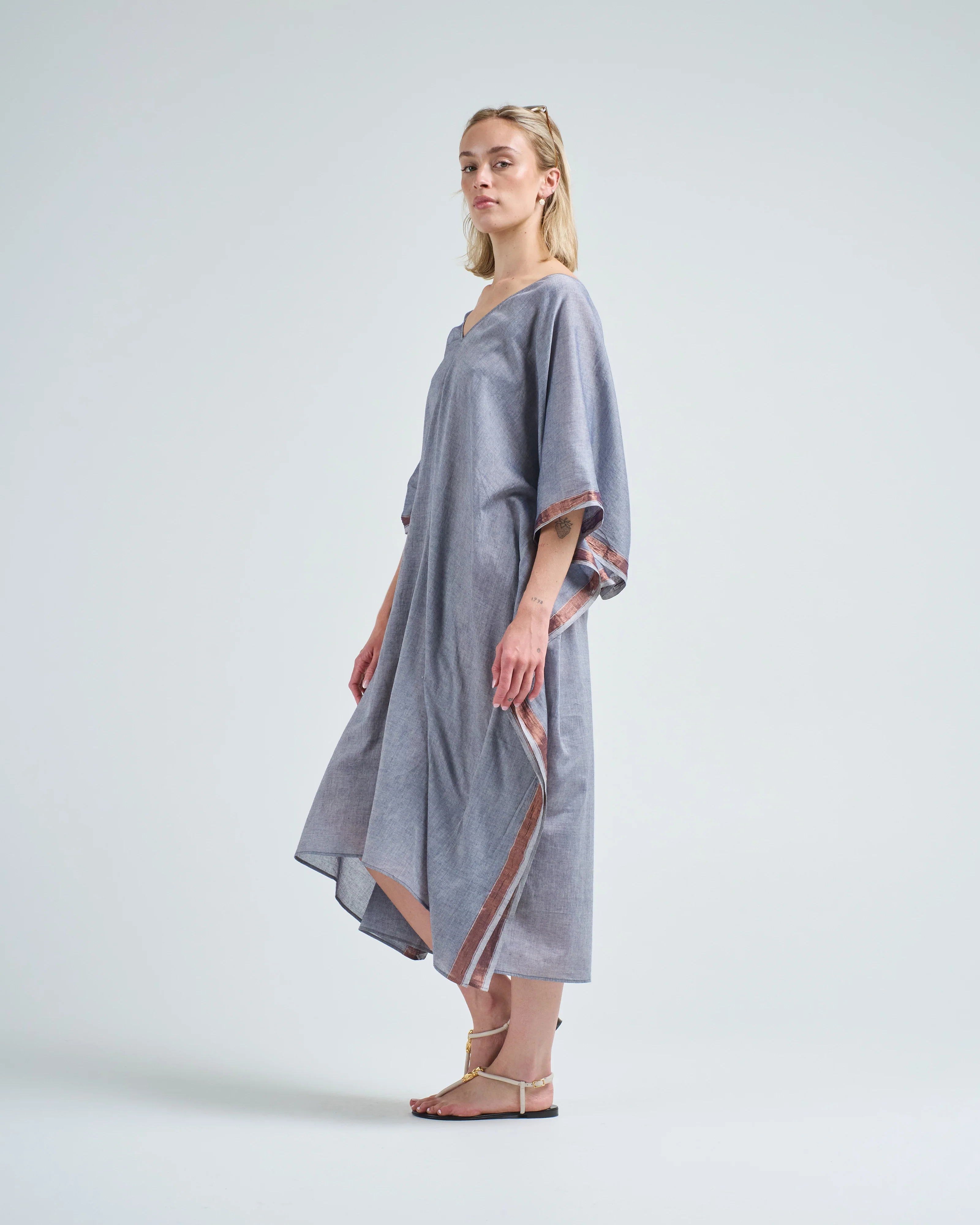 grey vneck caftan - Image 2