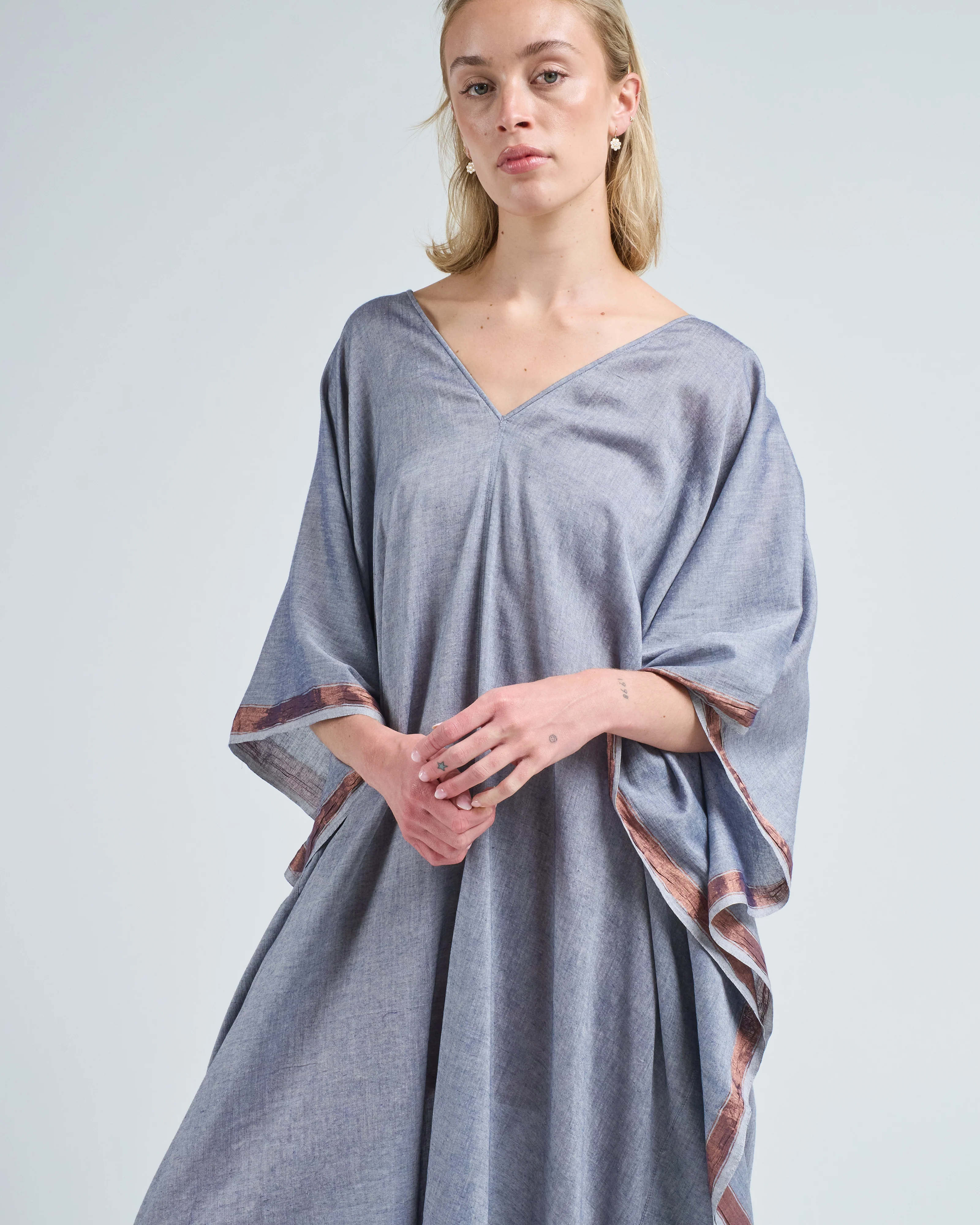grey vneck caftan - Image 4
