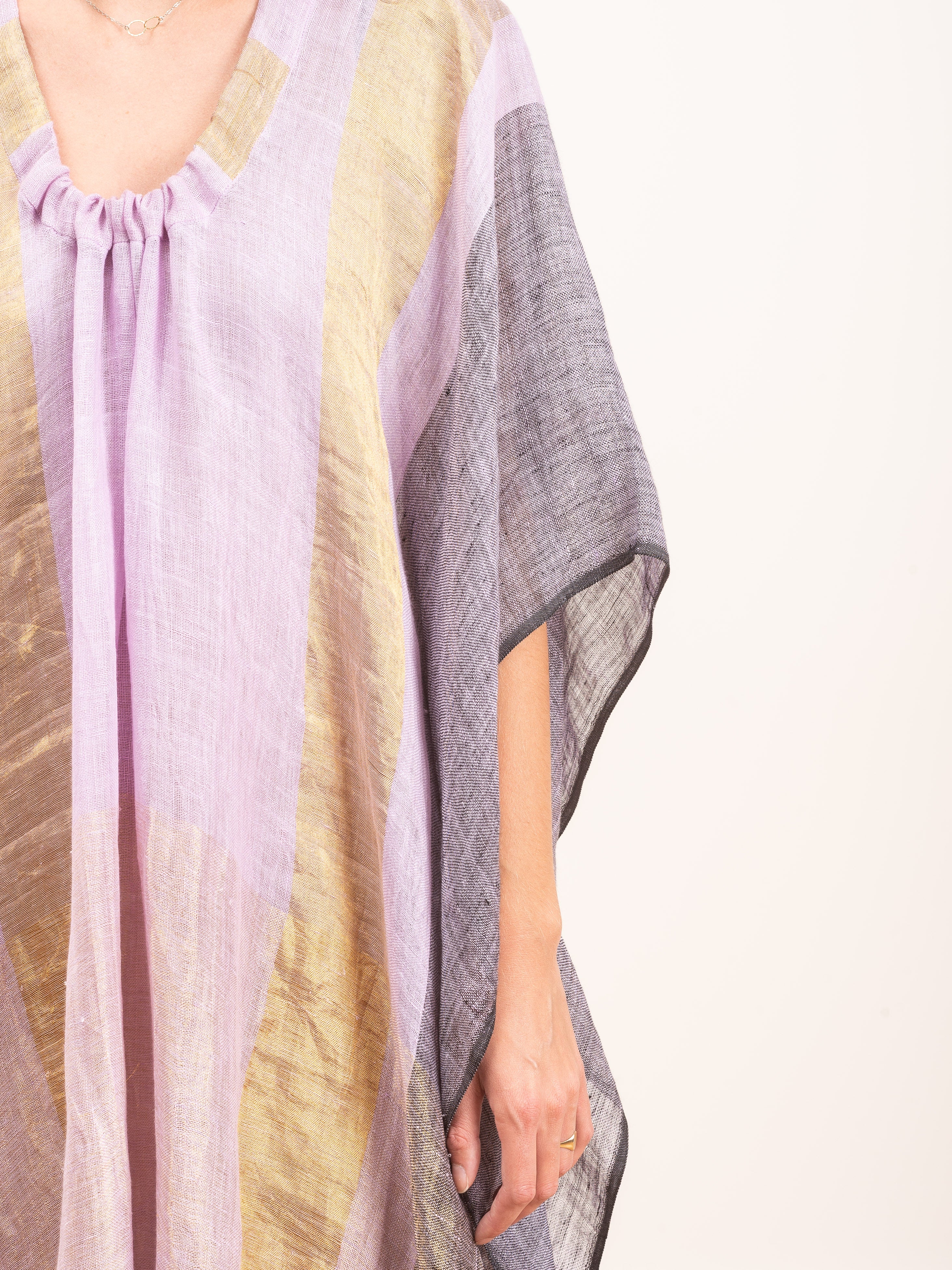 linen metallic caftan - lavender/gold/grey - Image 2