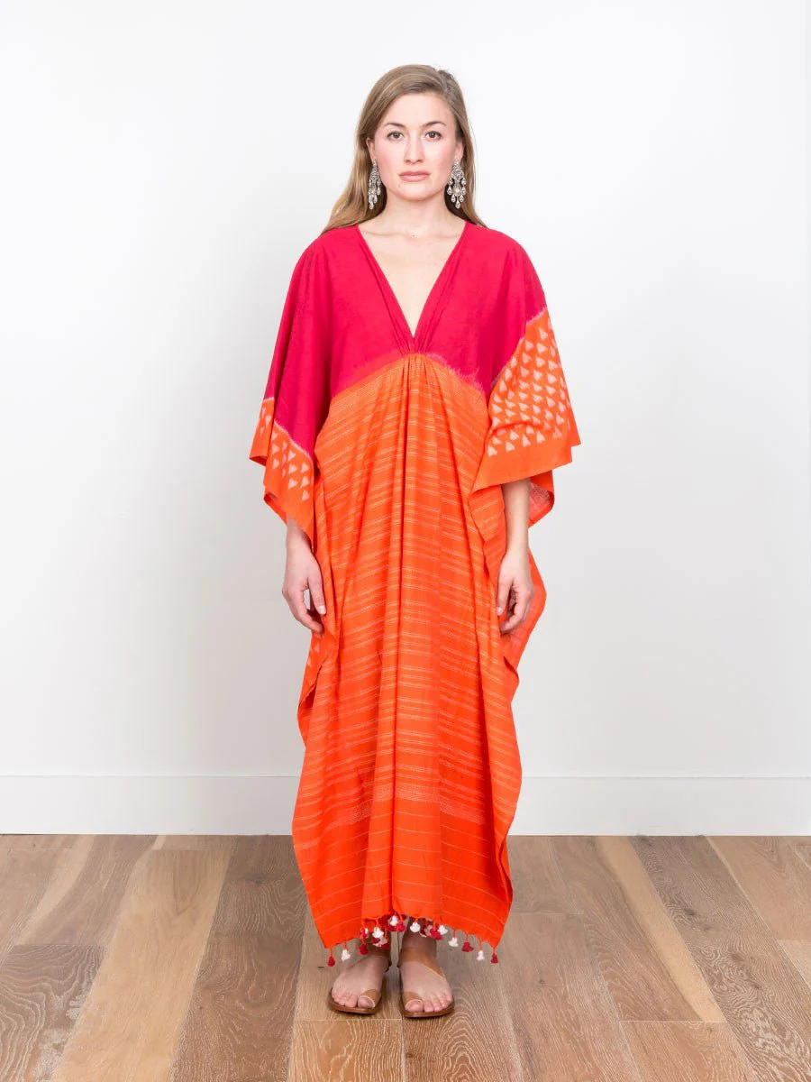 caftan dress - colorblock