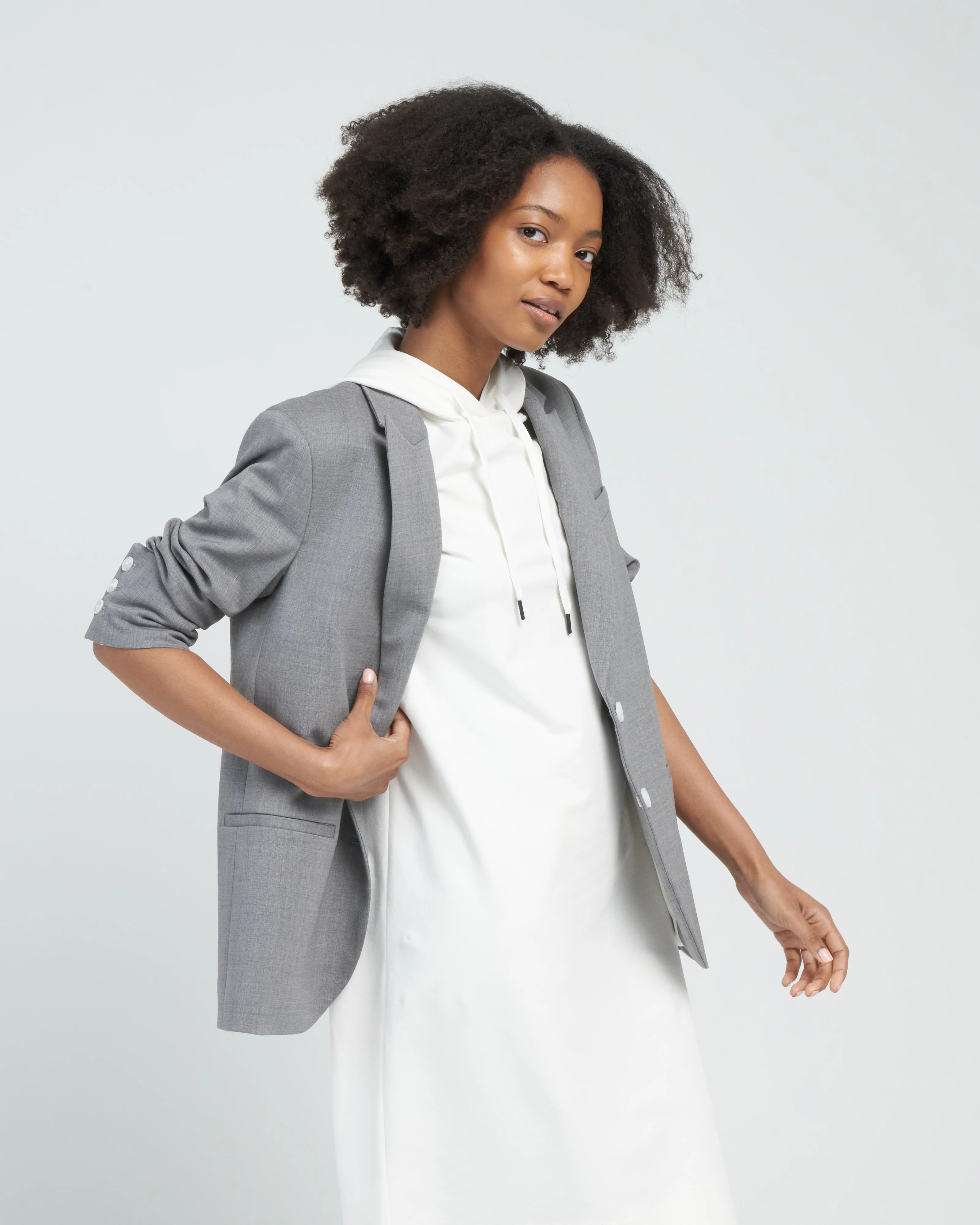 boyfriend blazer - light heather grey - Image 3
