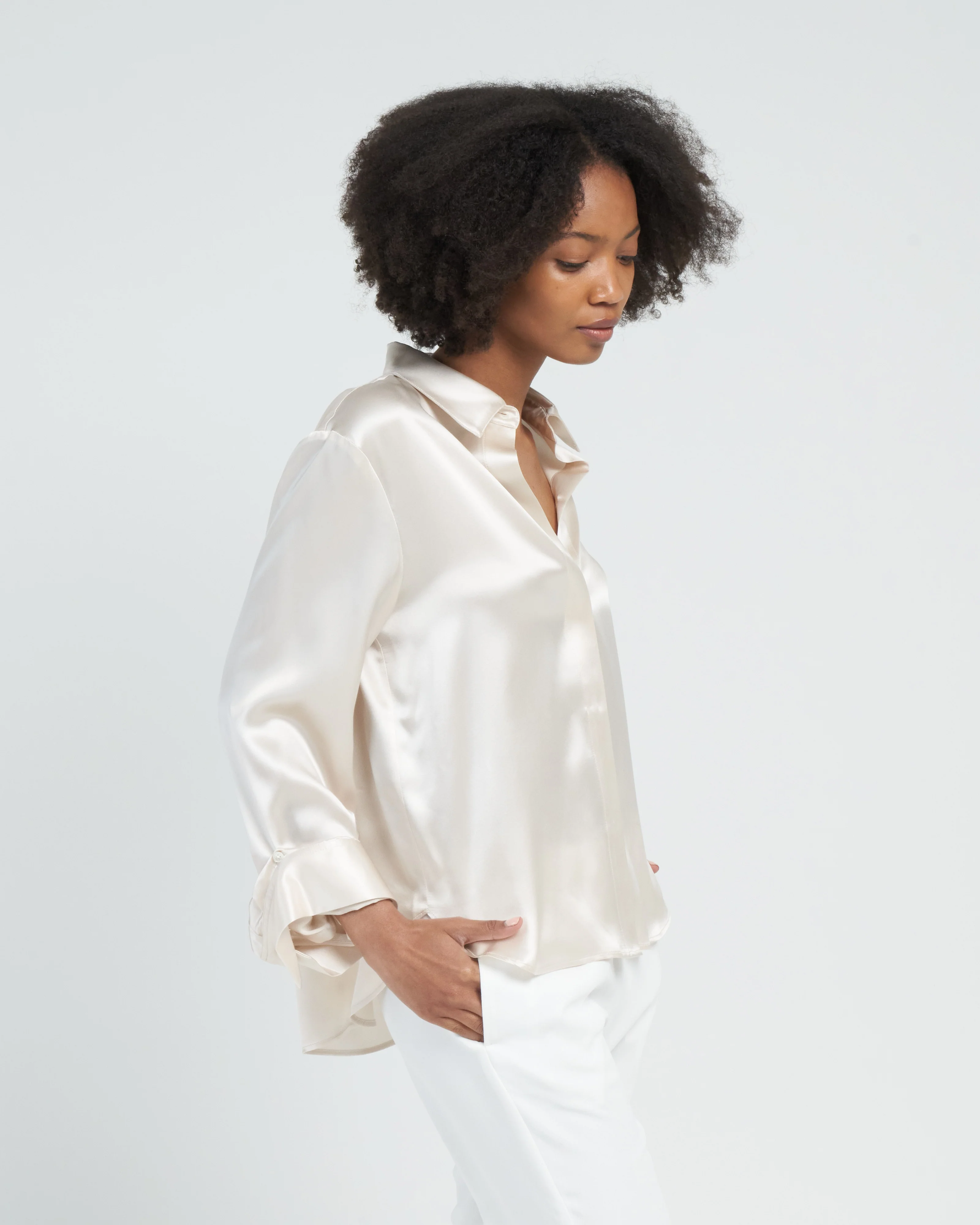 boyfriend shirt - oyster - Image 2