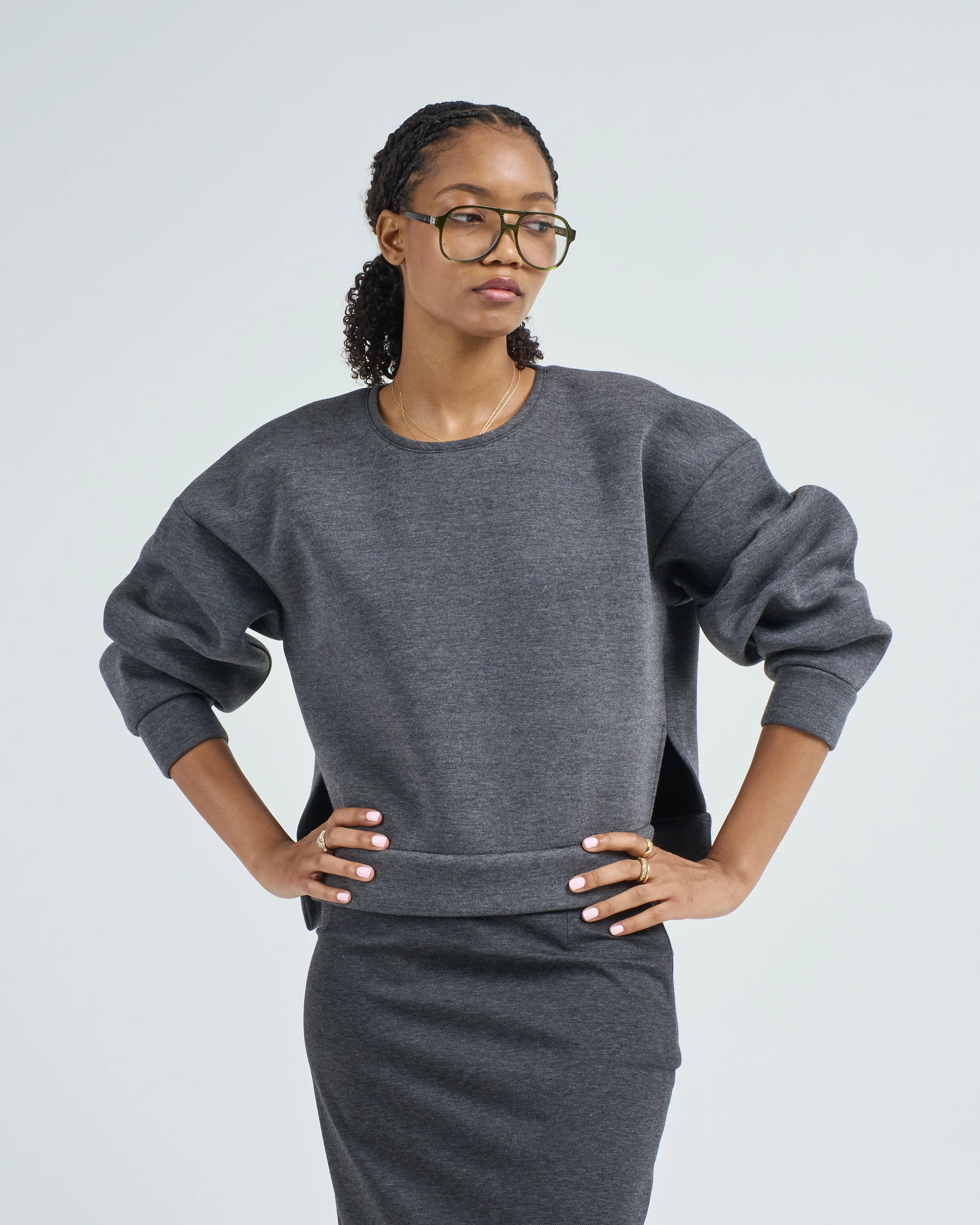 bonded jersey cropped sweater - Image 2