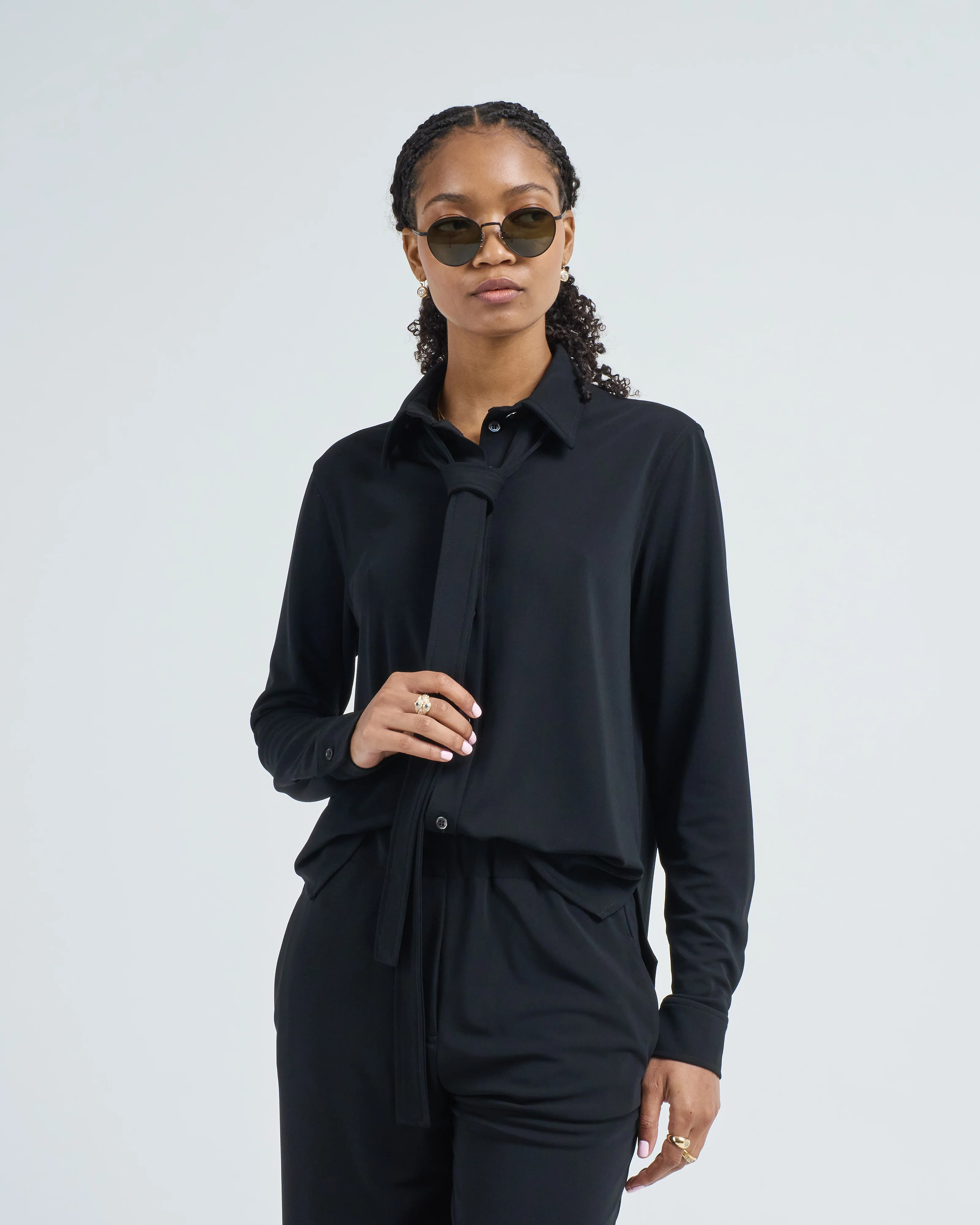 micro jersey lavailliere blouse - Image 3