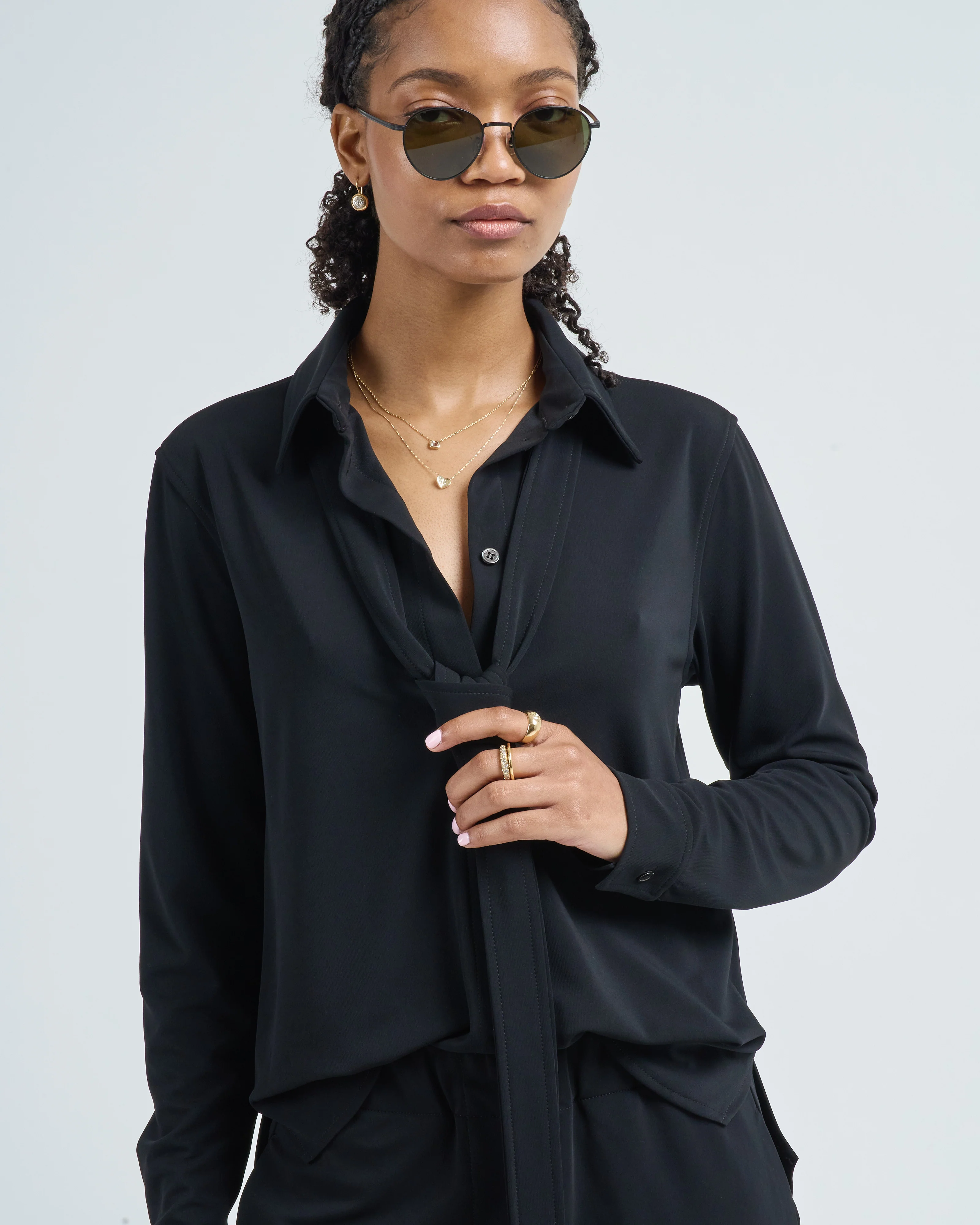 micro jersey lavailliere blouse - Image 6