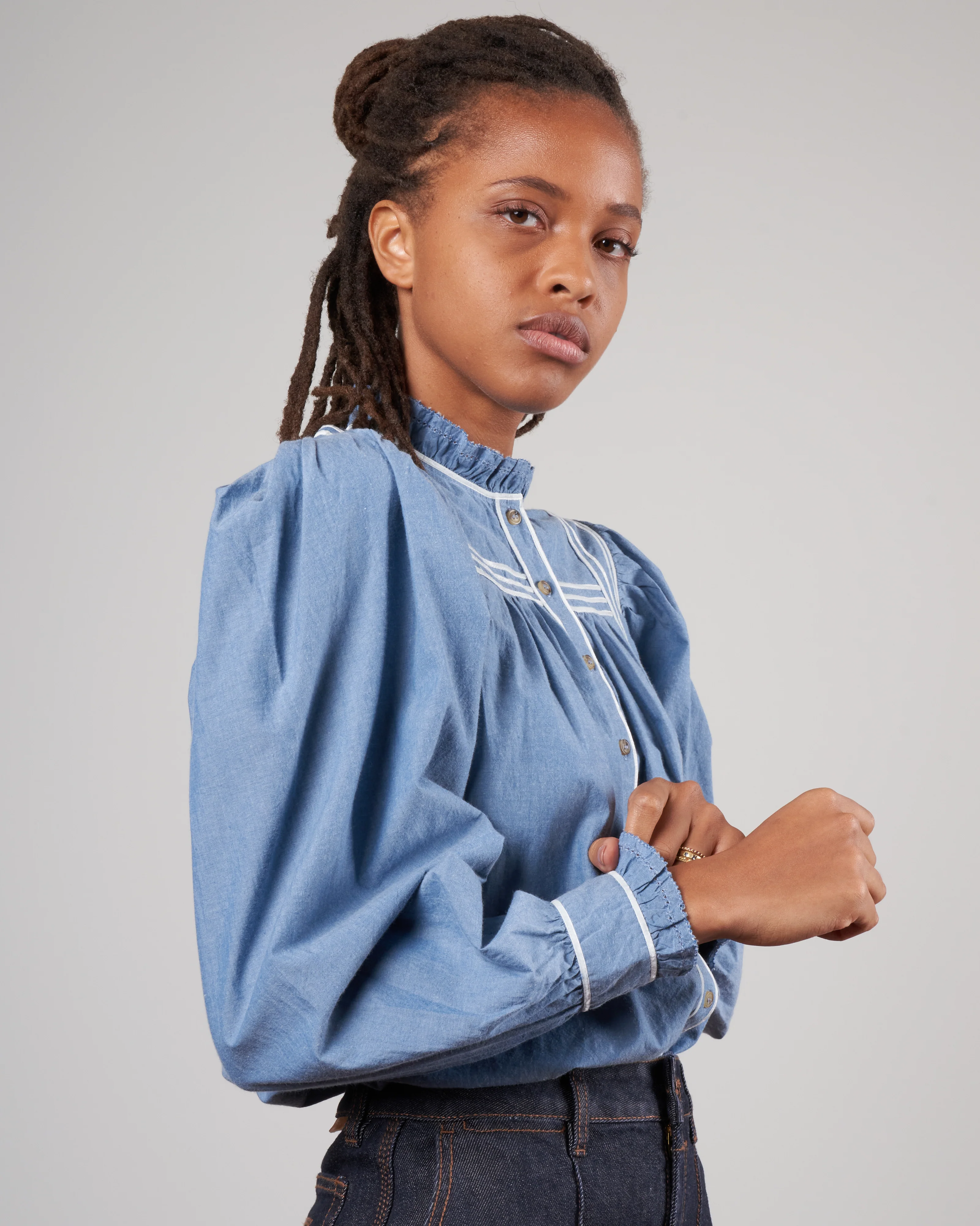 abigail blouse - chambray - Image 3
