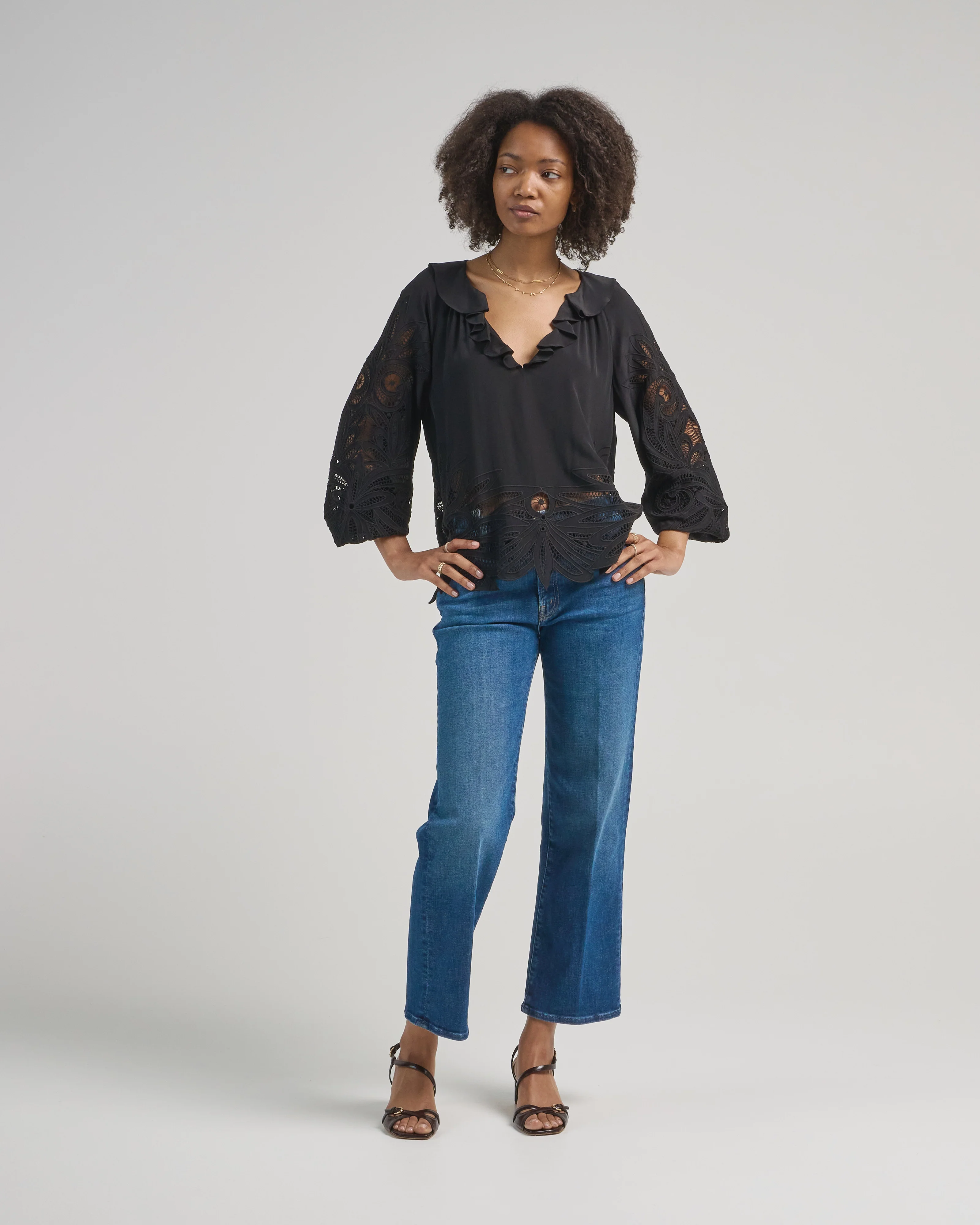 adonis long sleeve silk applique blouse - Image 2