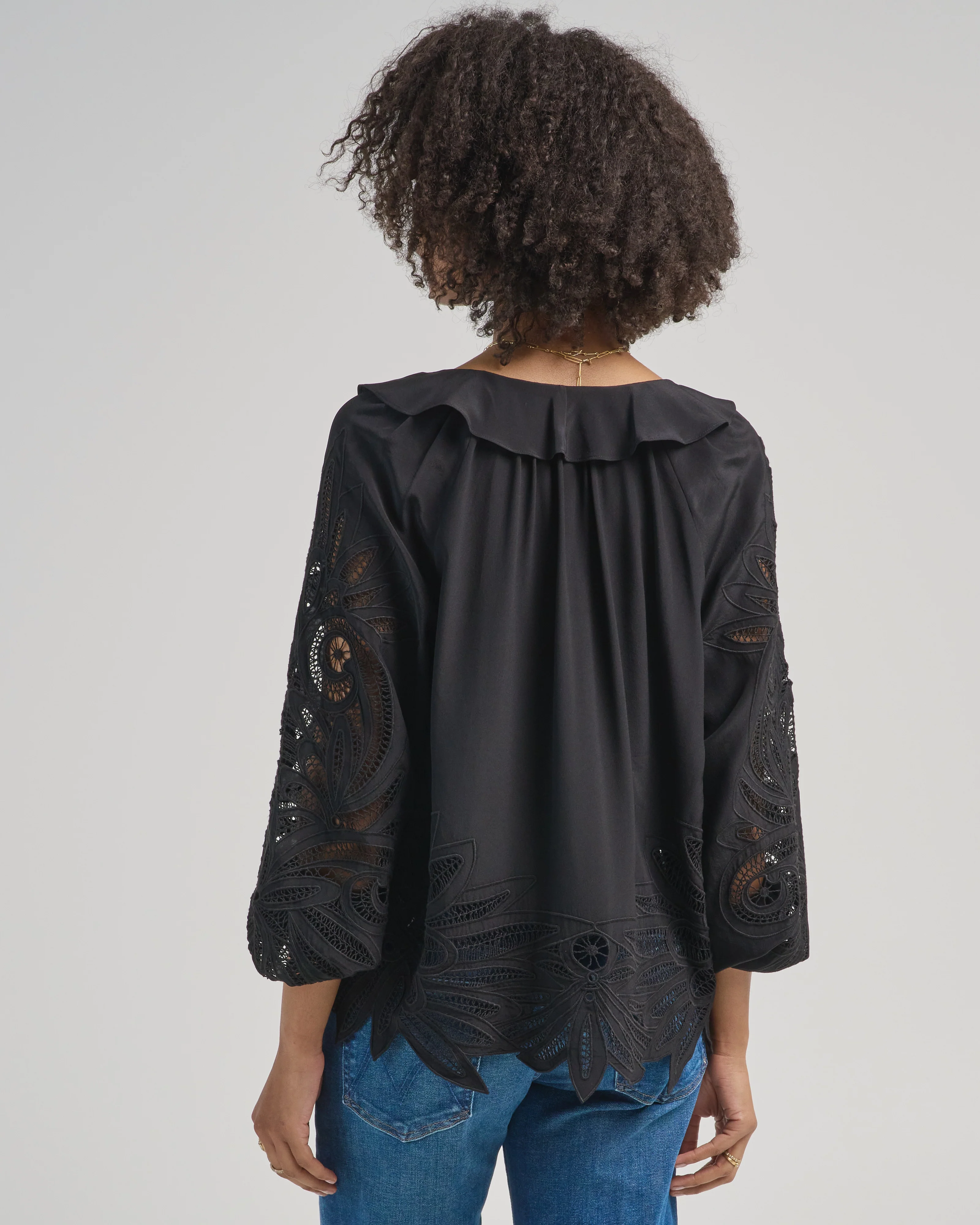 adonis long sleeve silk applique blouse - Image 3