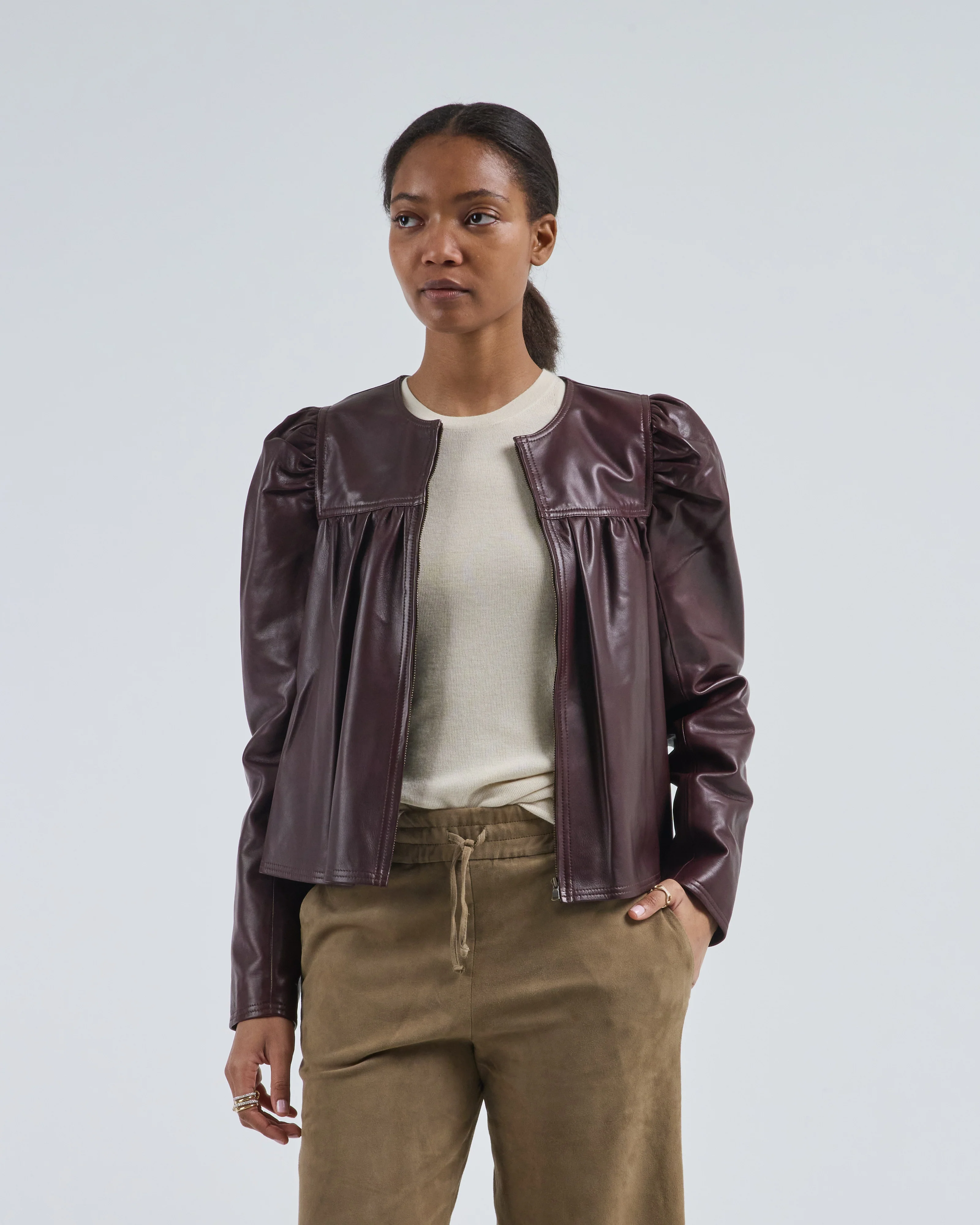 anouk zip up leather jacket - Image 2