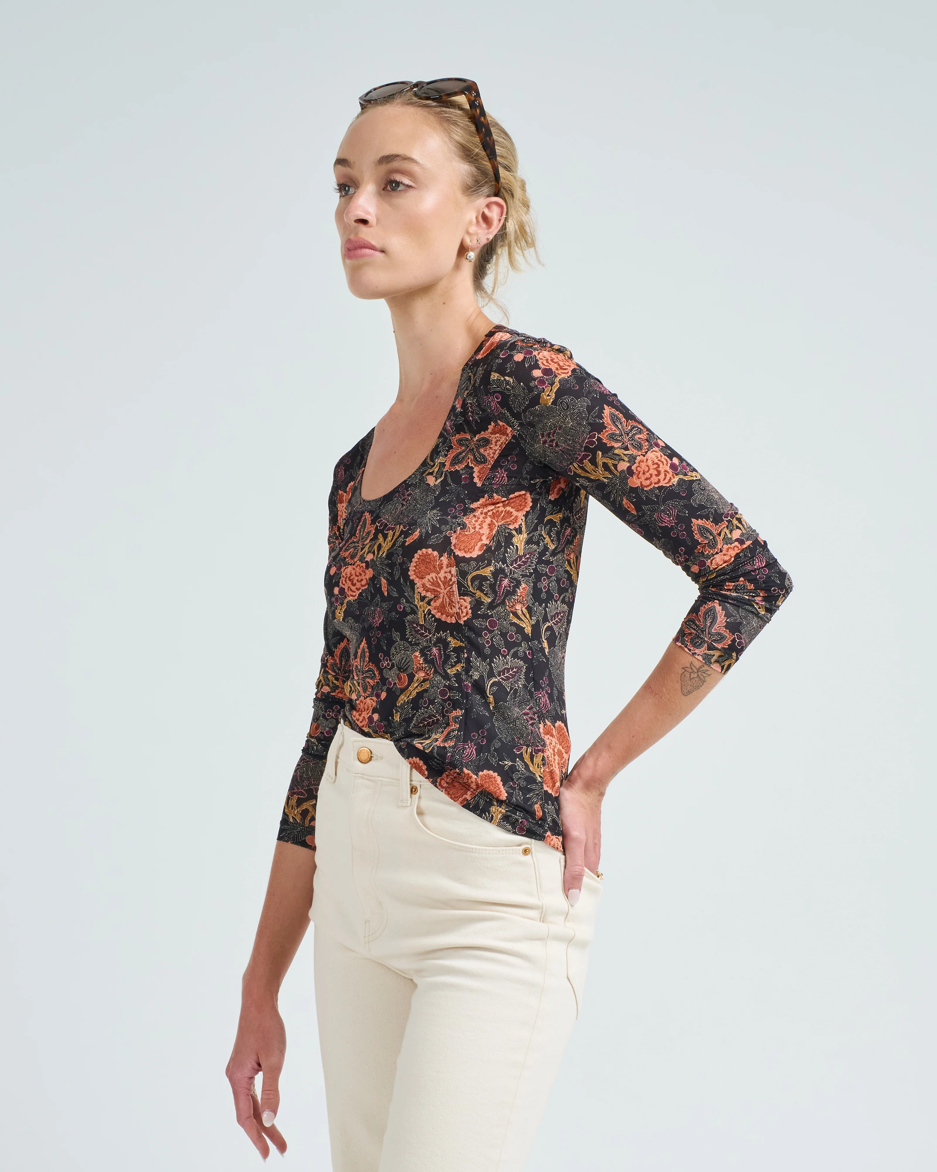 aris jersey long sleeve u-neck top - Image 3