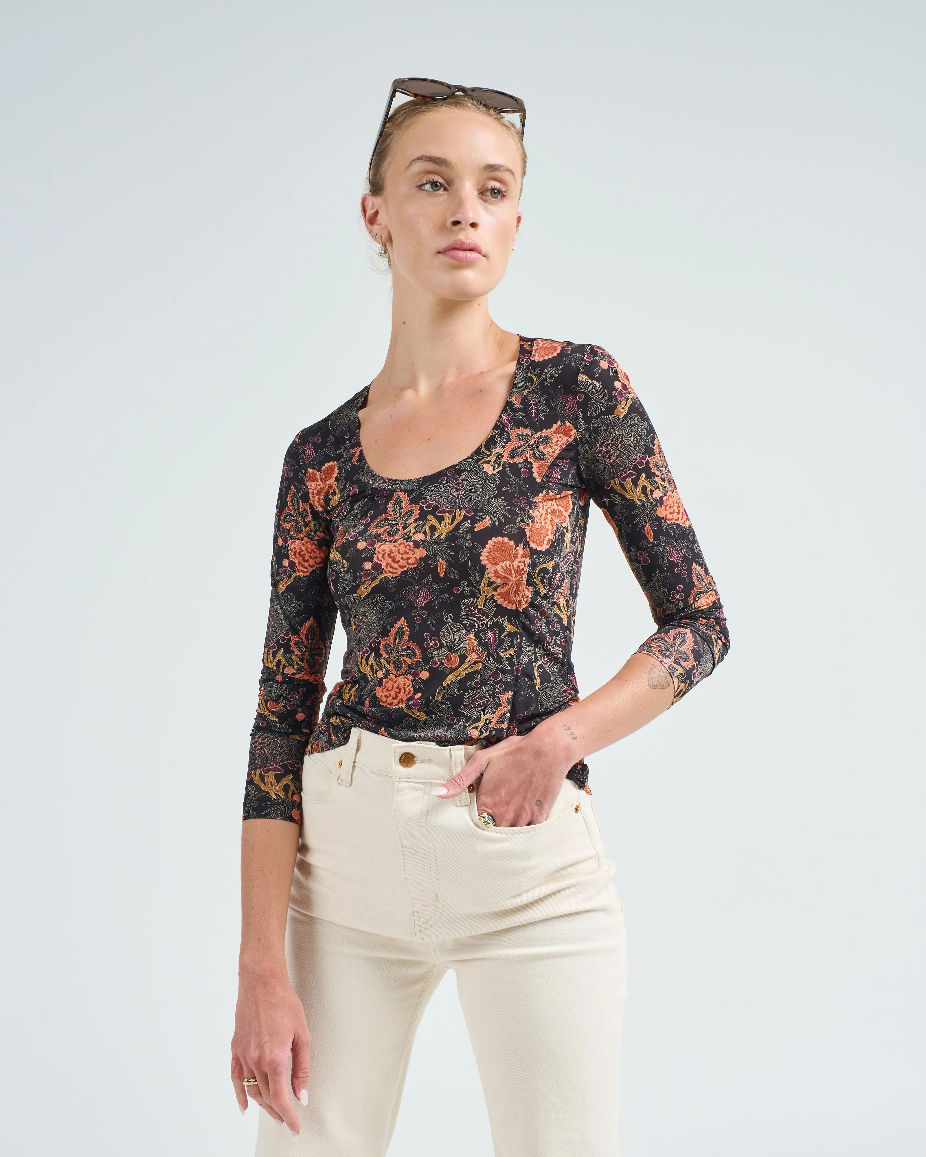 aris jersey long sleeve u-neck top - Image 5