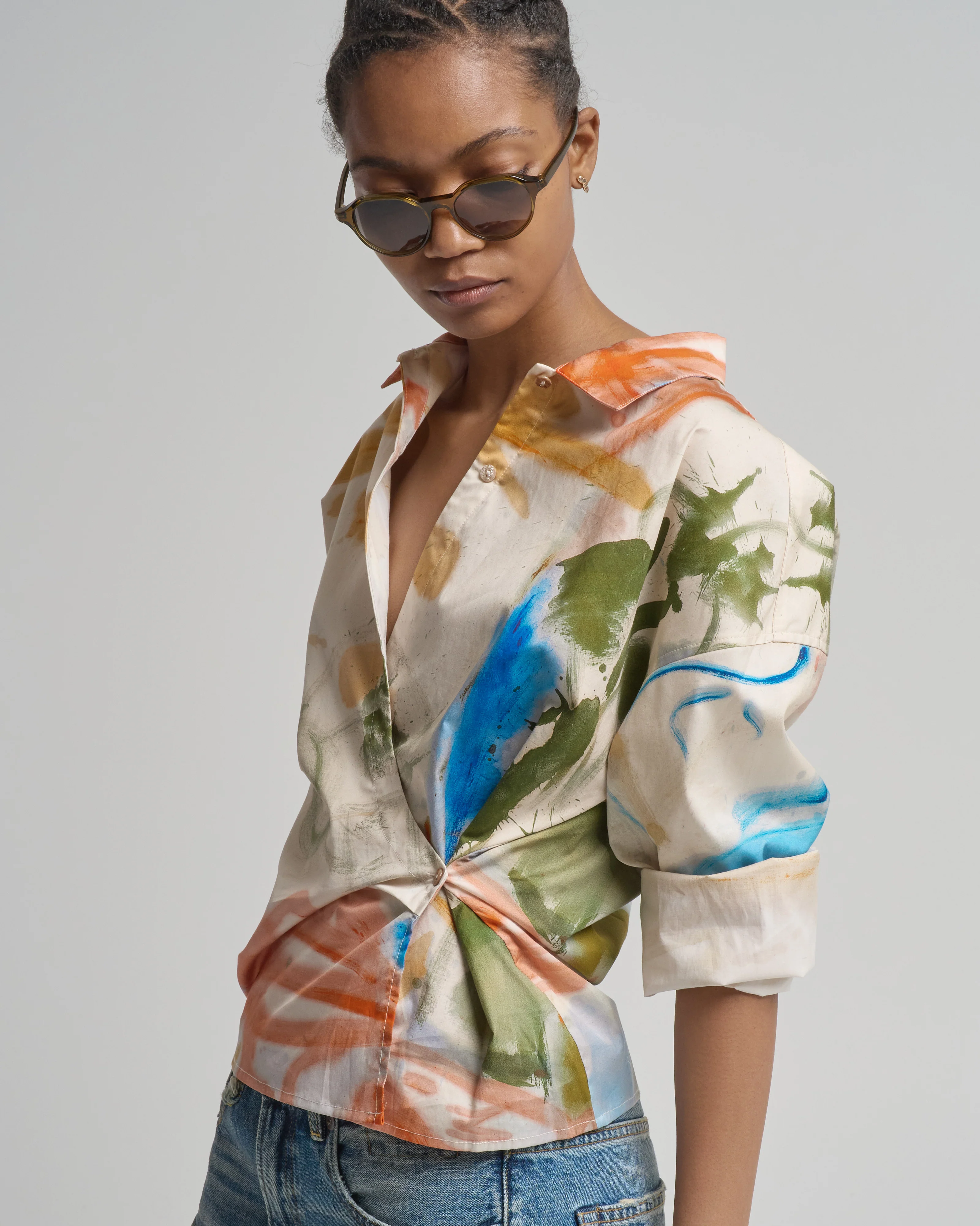 artist long sleeve cotton blouse